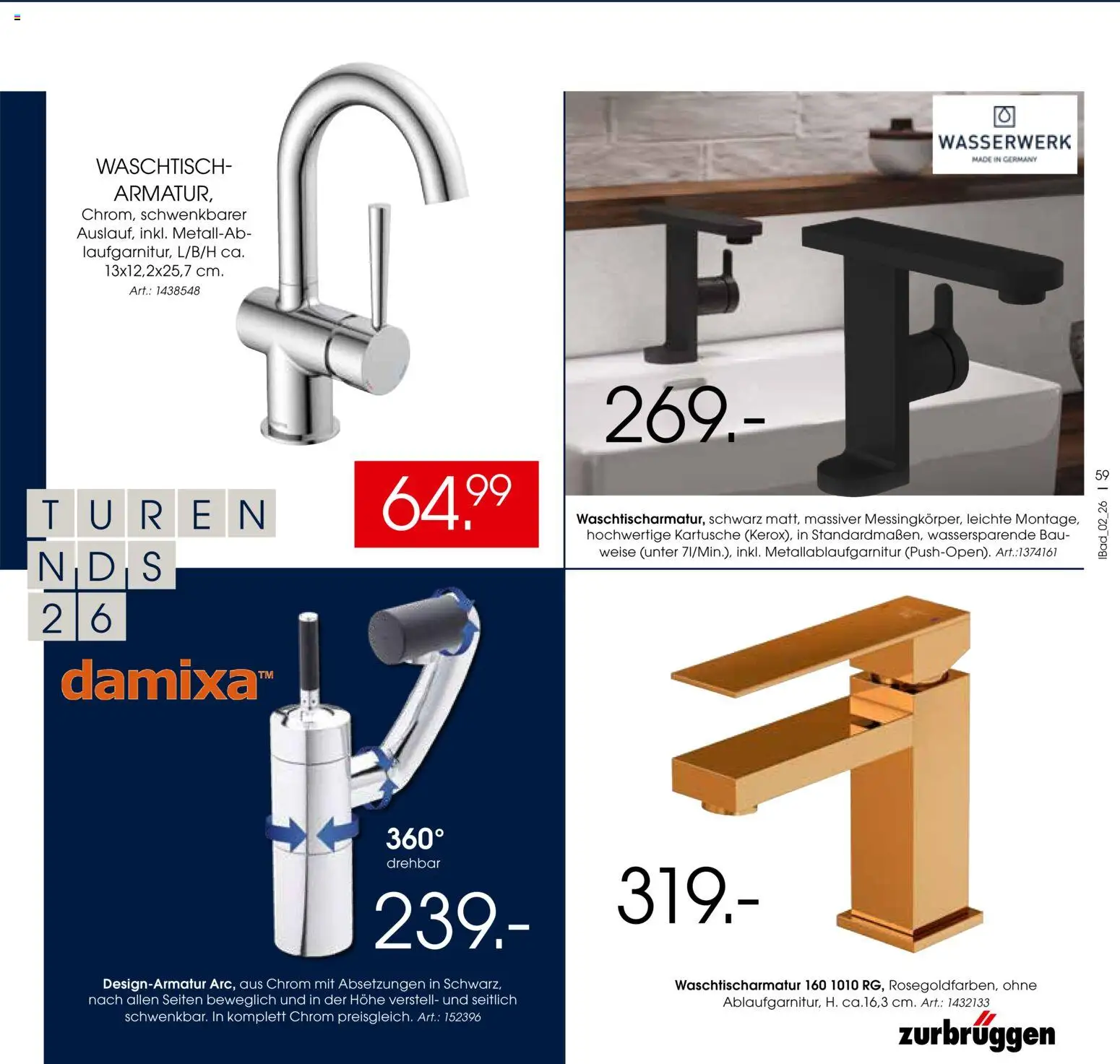 Zurbrüggen Bad Design Trends – gültig ab 23.03.2026 | Seite: 59 | Produkte: Waschtisch