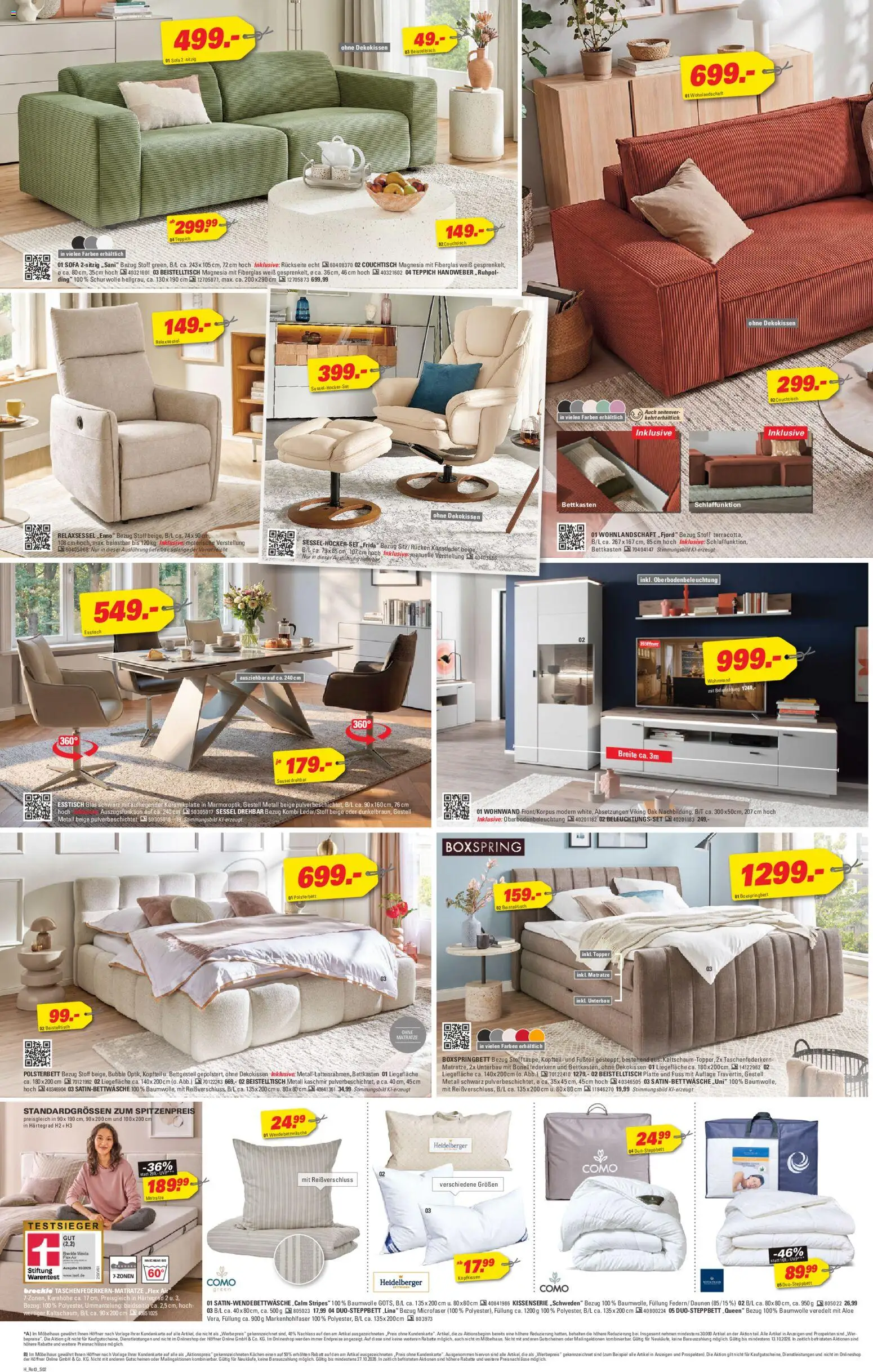 Höffner Prime Time – gültig ab 30.09.2026 | Seite: 2 | Produkte: Matratze, Sofa, Polsterbett, Kopfkissen