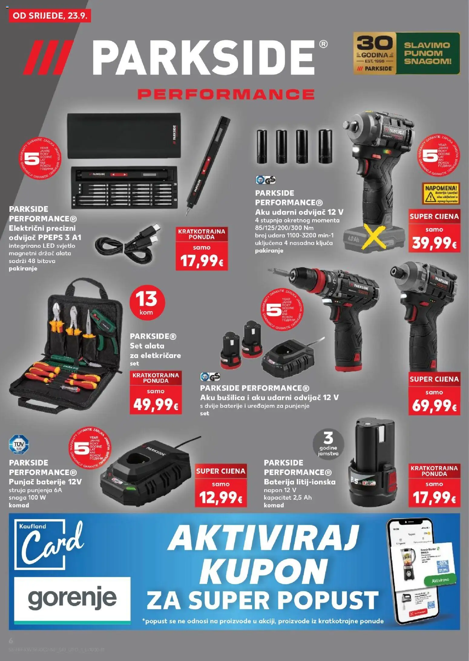 Kaufland katalog | vrijedi od 23.09.2026 | Stranica: 6 | Proizvodi: Aku bušilica, Baterije, Bušilica, Set alata