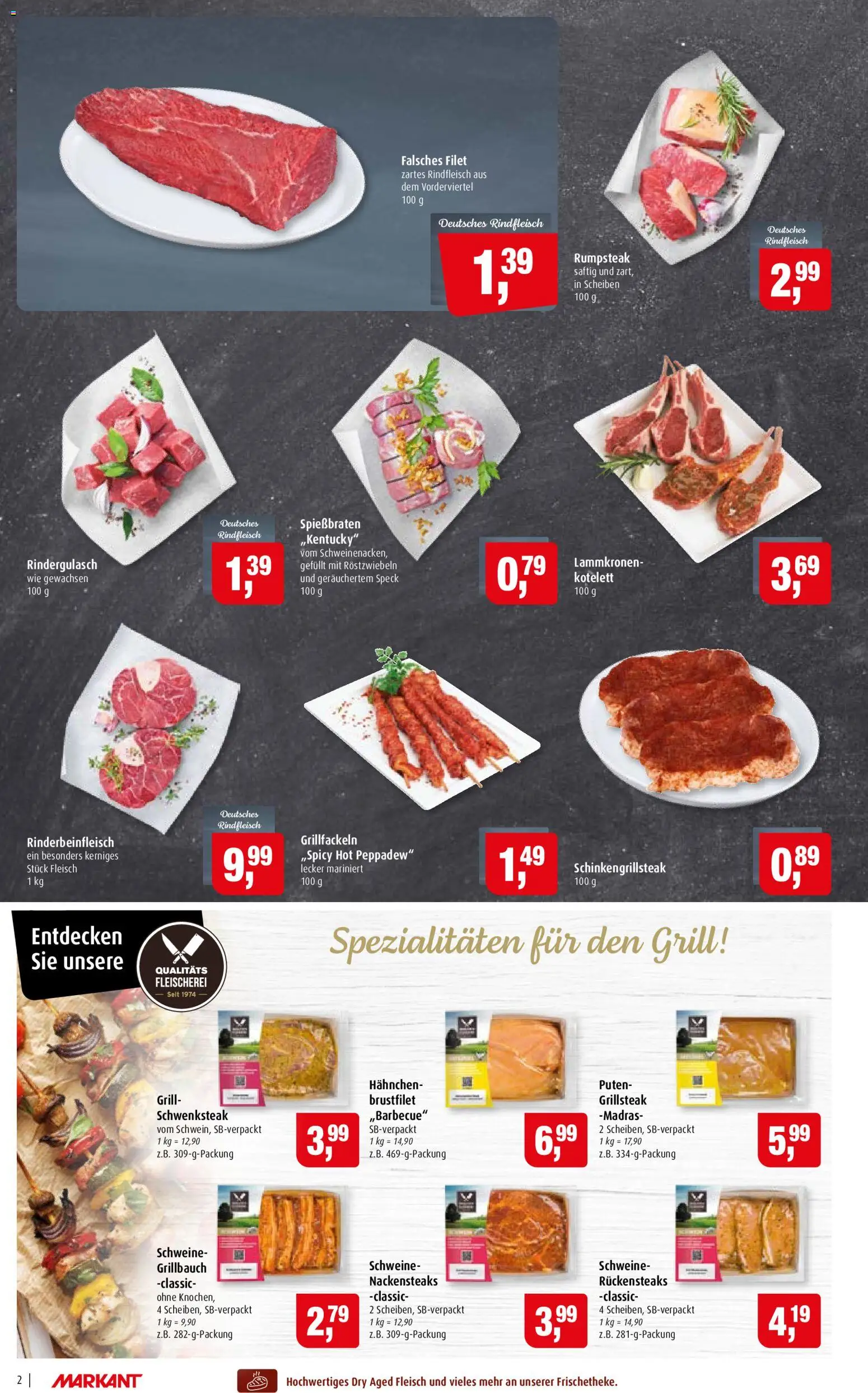 Markant Prospekt – gültig ab 10.08.2026 | Seite: 2 | Produkte: Nackensteaks, Rumpsteak, Hahnchen, Fleisch