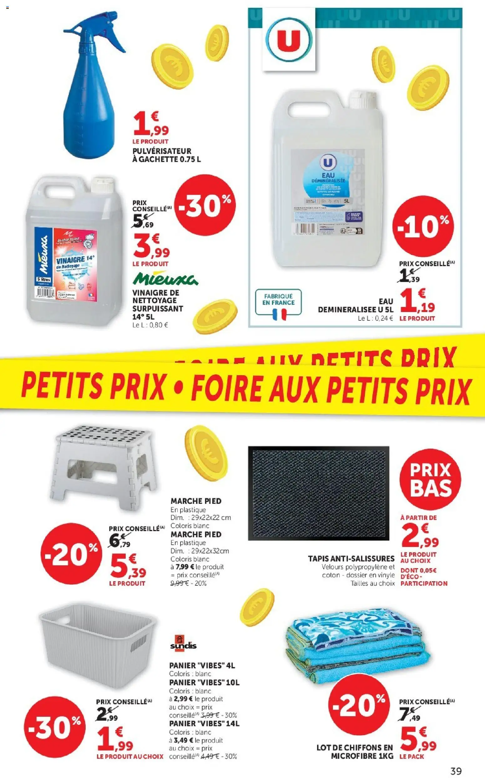 {H1} | Page: 39 | Produits: Pulvérisateur, Panier, Tapis, Vinaigre