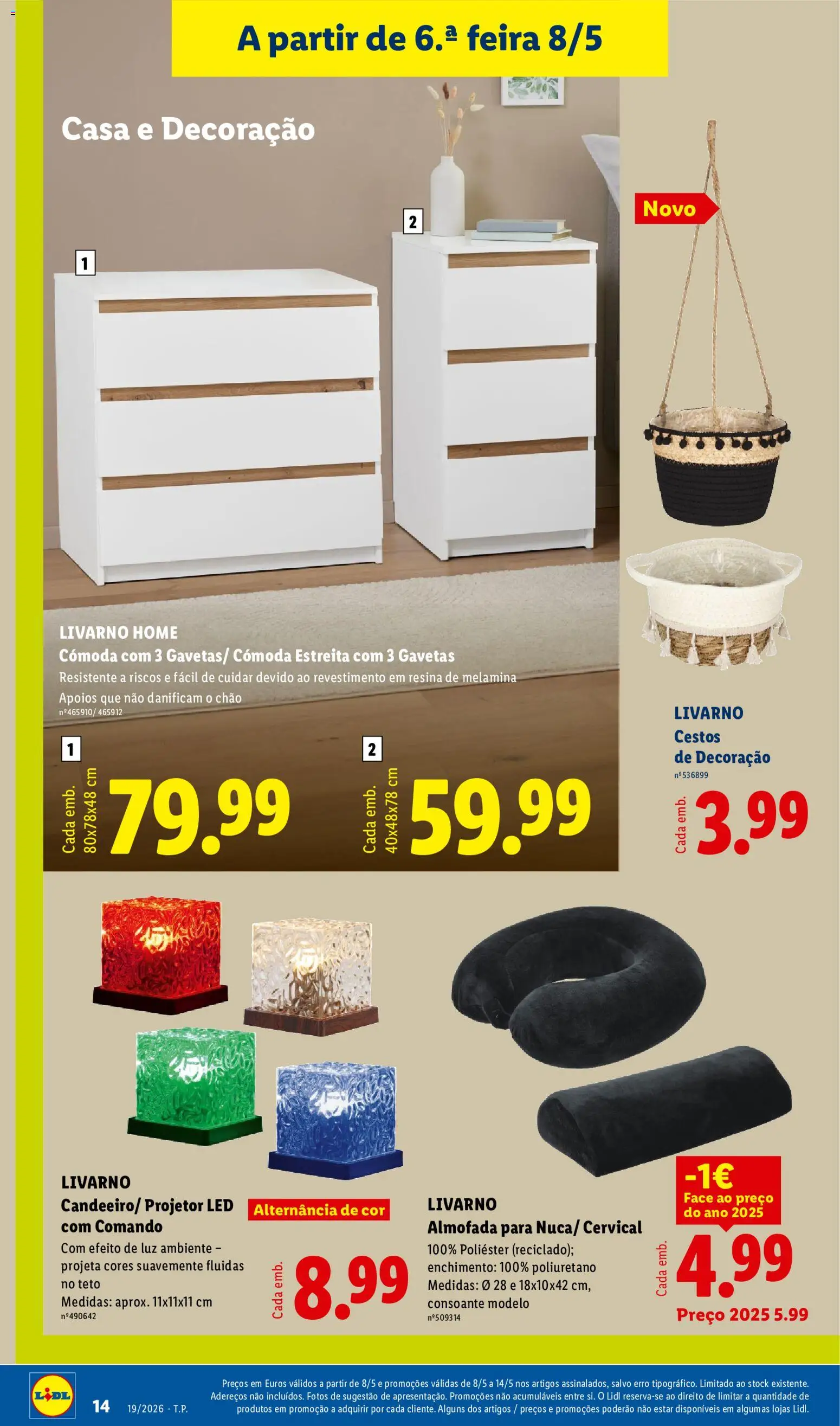 Lidl Novidades │ válido de 04.05.2026 | Página: 14 | Produtos: Almofada, Cómoda, Projetor