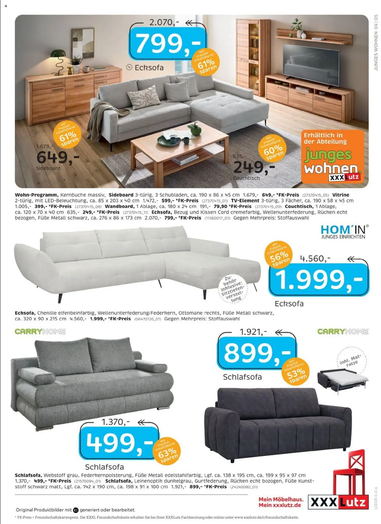 XXXLutz Restaurantgutscheine – gültig ab 08.08.2026 | Seite: 9 | Produkte: Schlafsofa, Ecksofa, Kissen, Vitrine