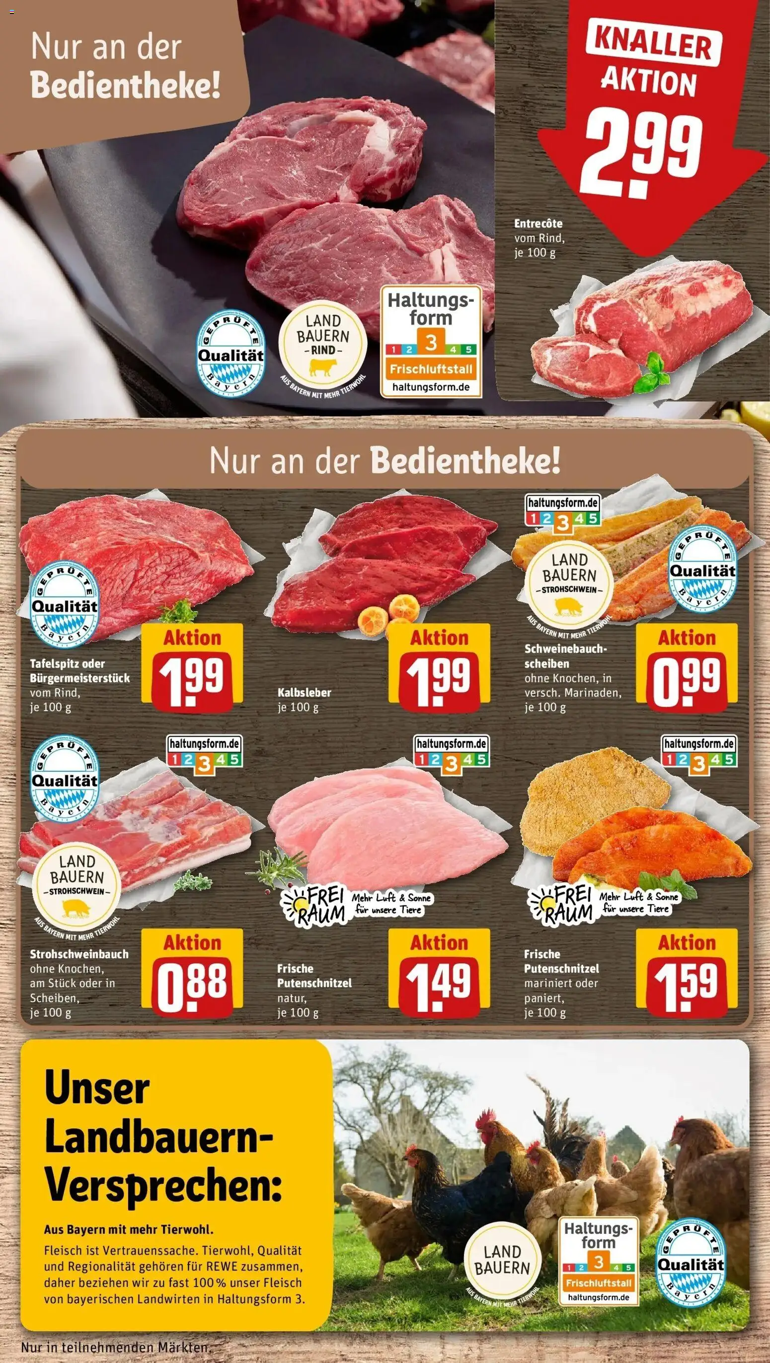 REWE Prospekt ab 04.05.2026 zum Blättern » Angebote | Seite: 14 | Produkte: Tafelspitz, Schweinebauch, Entrecote, Kalbsleber
