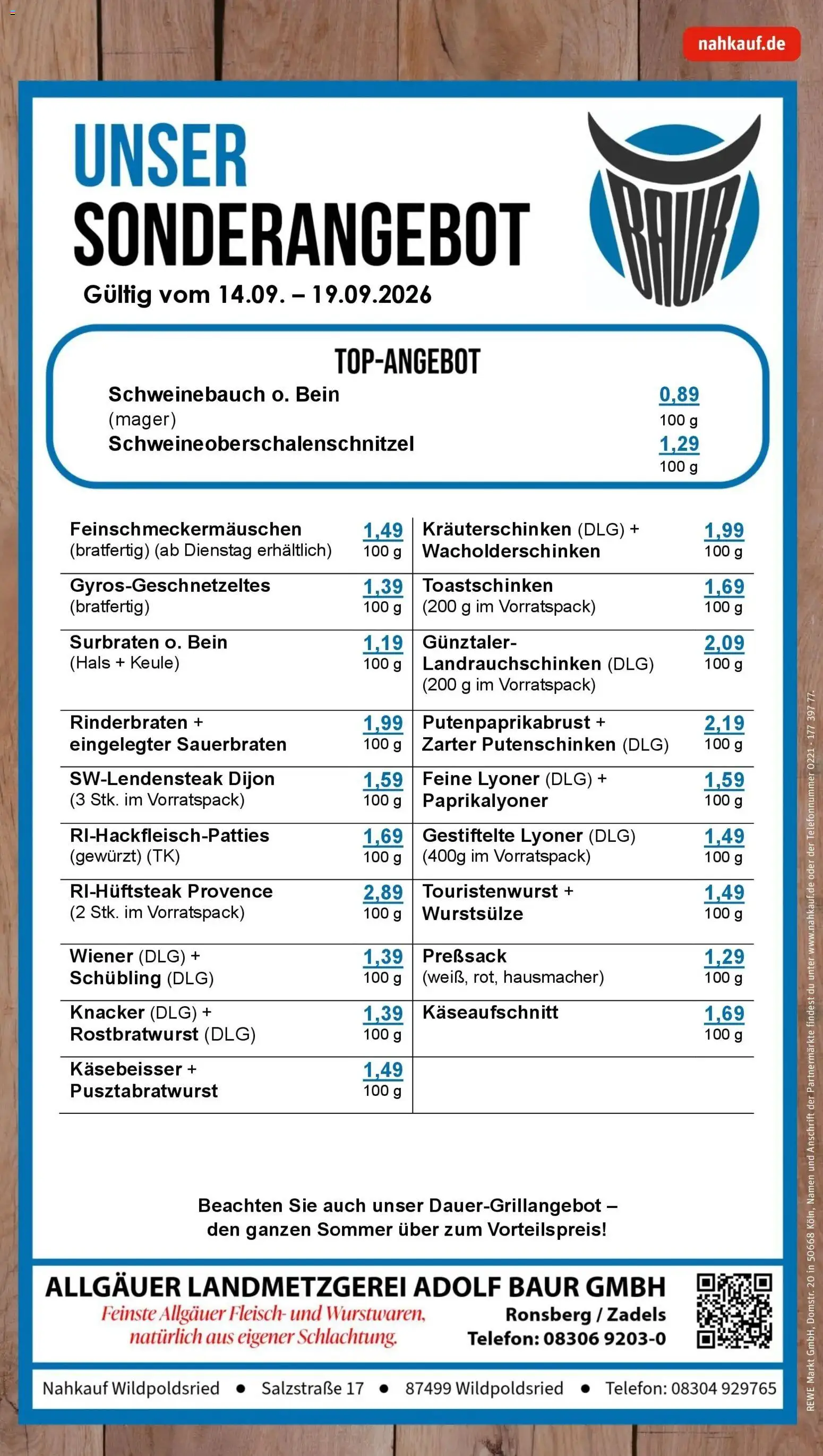 REWE Prospekt ab 14.09.2026 zum Blättern » Angebote | Seite: 9 | Produkte: Rinderbraten, Toastschinken, Fleisch, Telefon