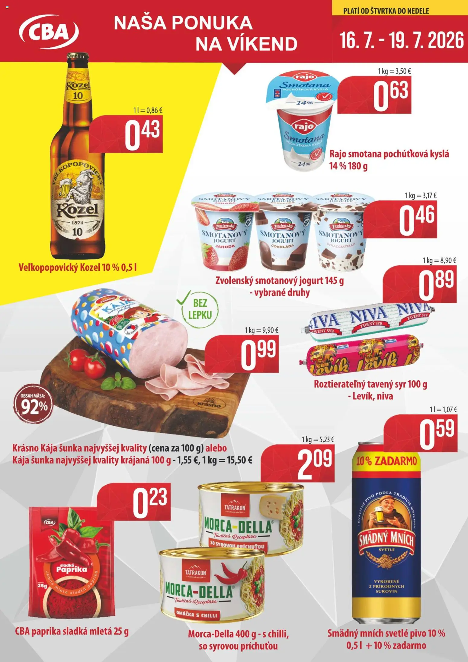 Nové Sintra akcie – leták je platný od 16.07.2026 | Strana: 1 | Produkty: Paprika, Chilli, Čokoláda, Smädný Mních