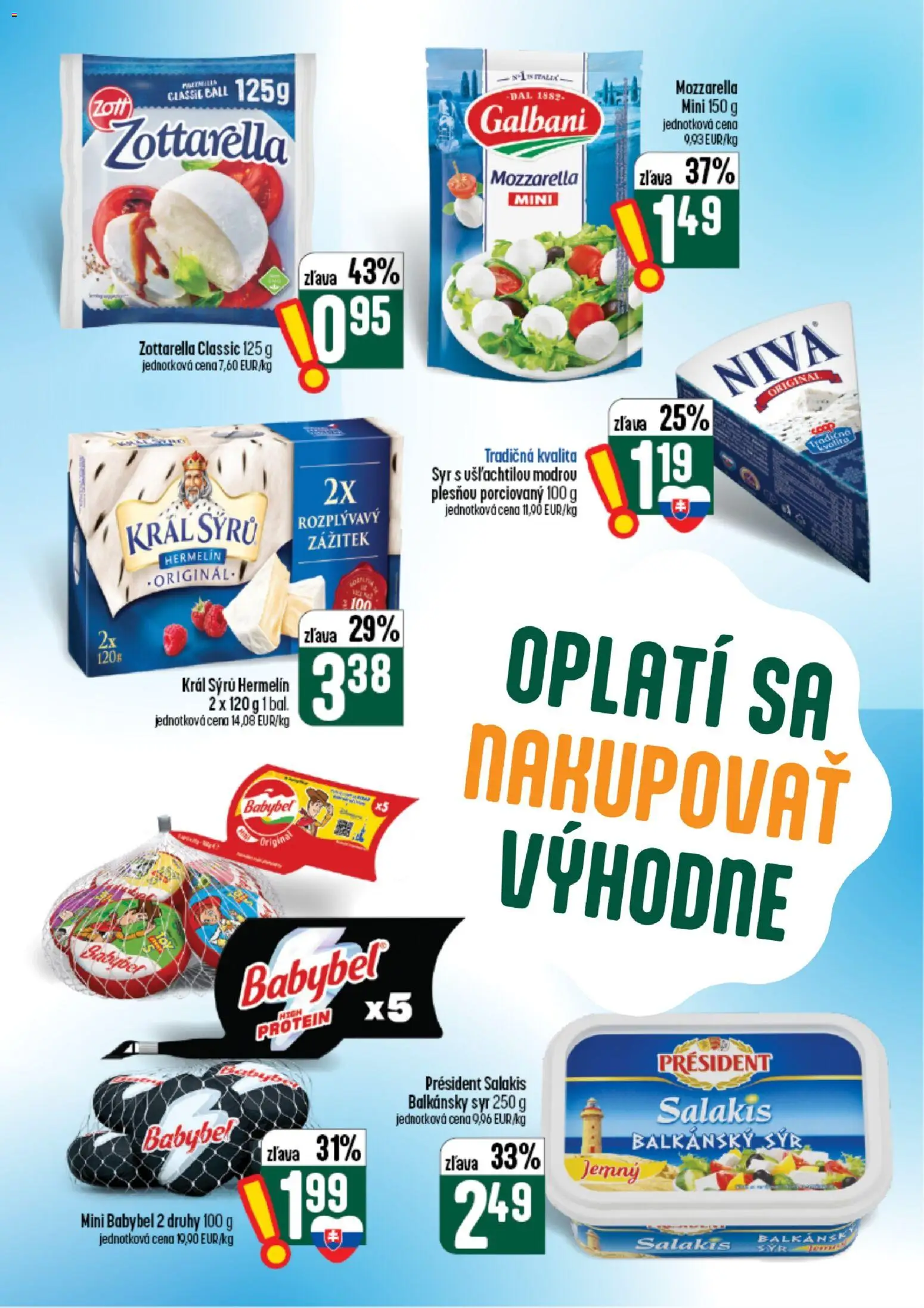 Nové COOP Jednota akcie – leták je platný od 26.08.2026 | Strana: 23 | Produkty: Mozzarella, Protein, Balkánsky syr, Hermelín