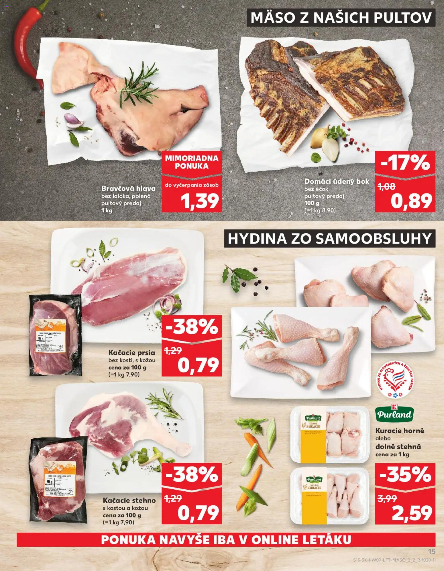 Nové Kaufland akcie – leták je platný od 26.02.2026 | Strana: 15 | Produkty: Kačacie prsia, Mäso, Stehná, Hydina