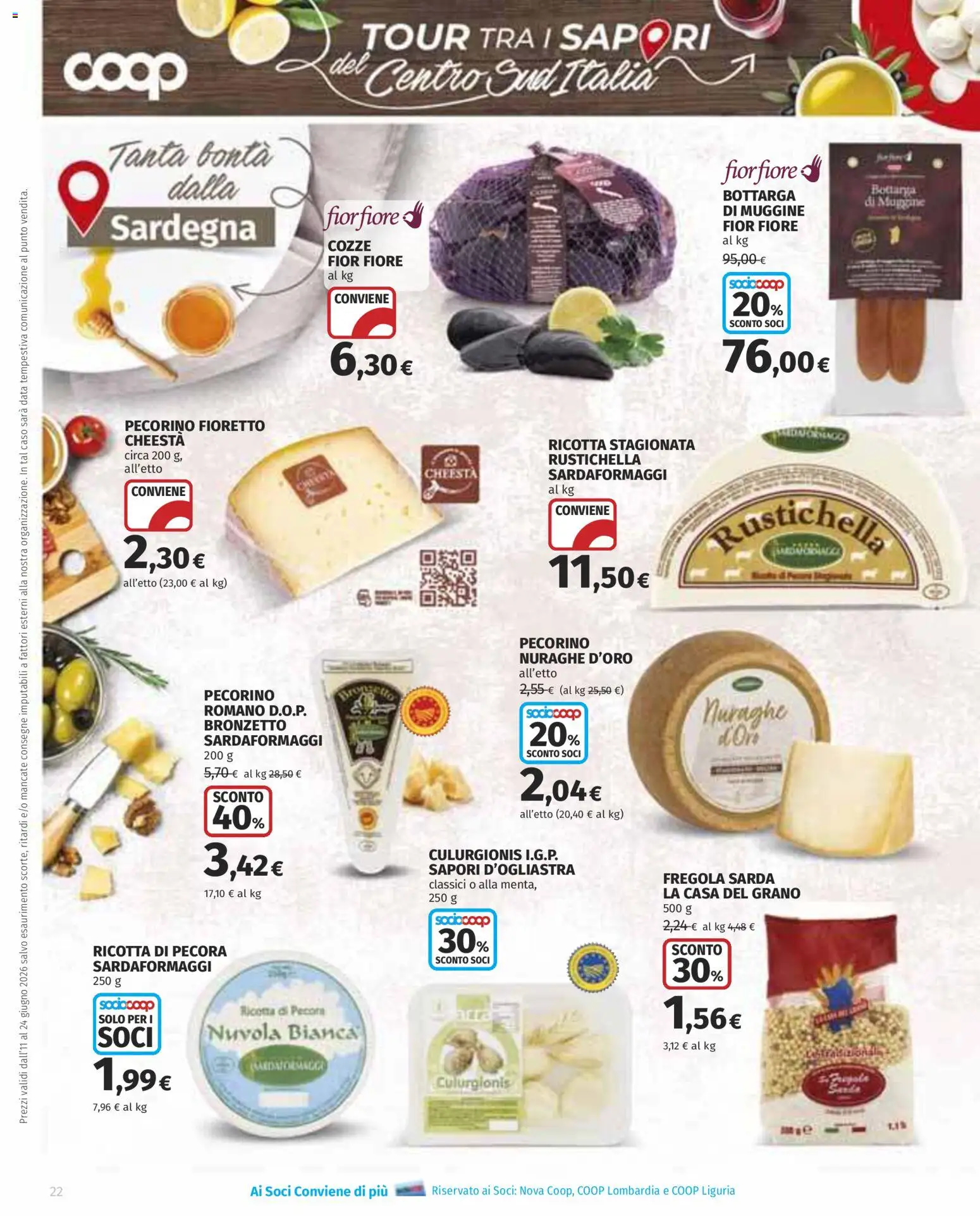 Volantino COOP del 11.06.2026 | Pagina: 22 | Prodotti: Cozze, Data, Ricotta, Pecorino