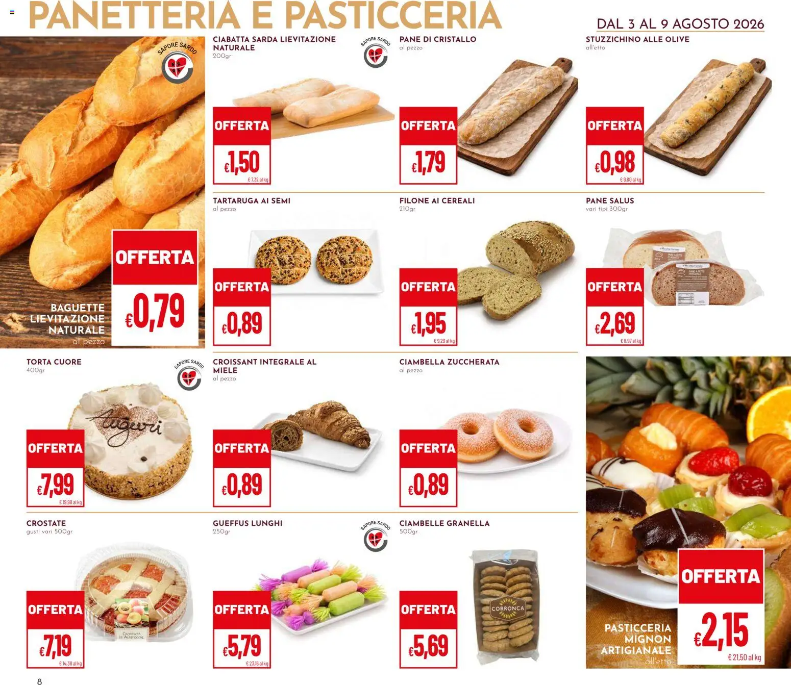 Volantino Pan del 03/08/2026 | Pagina: 8 | Prodotti: Cereali, Baguette, Croissant, Miele