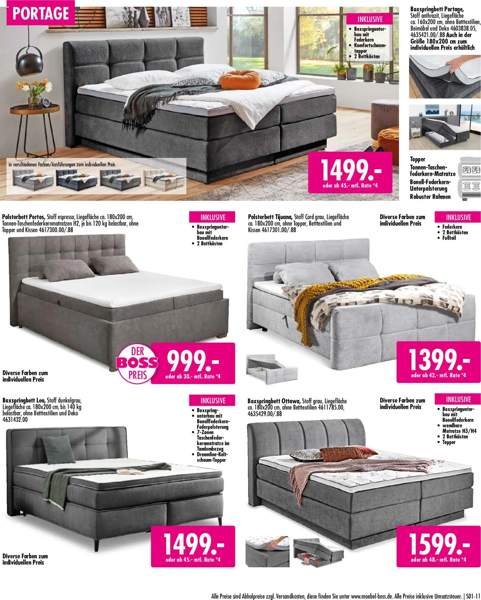 SB Möbel Boss Mach Dein Schlafzimmer zur Wohlfühlzone – gültig ab 02.10.2026 | Seite: 11 | Produkte: Kissen, Boxspringbett, Polsterbett, Topper