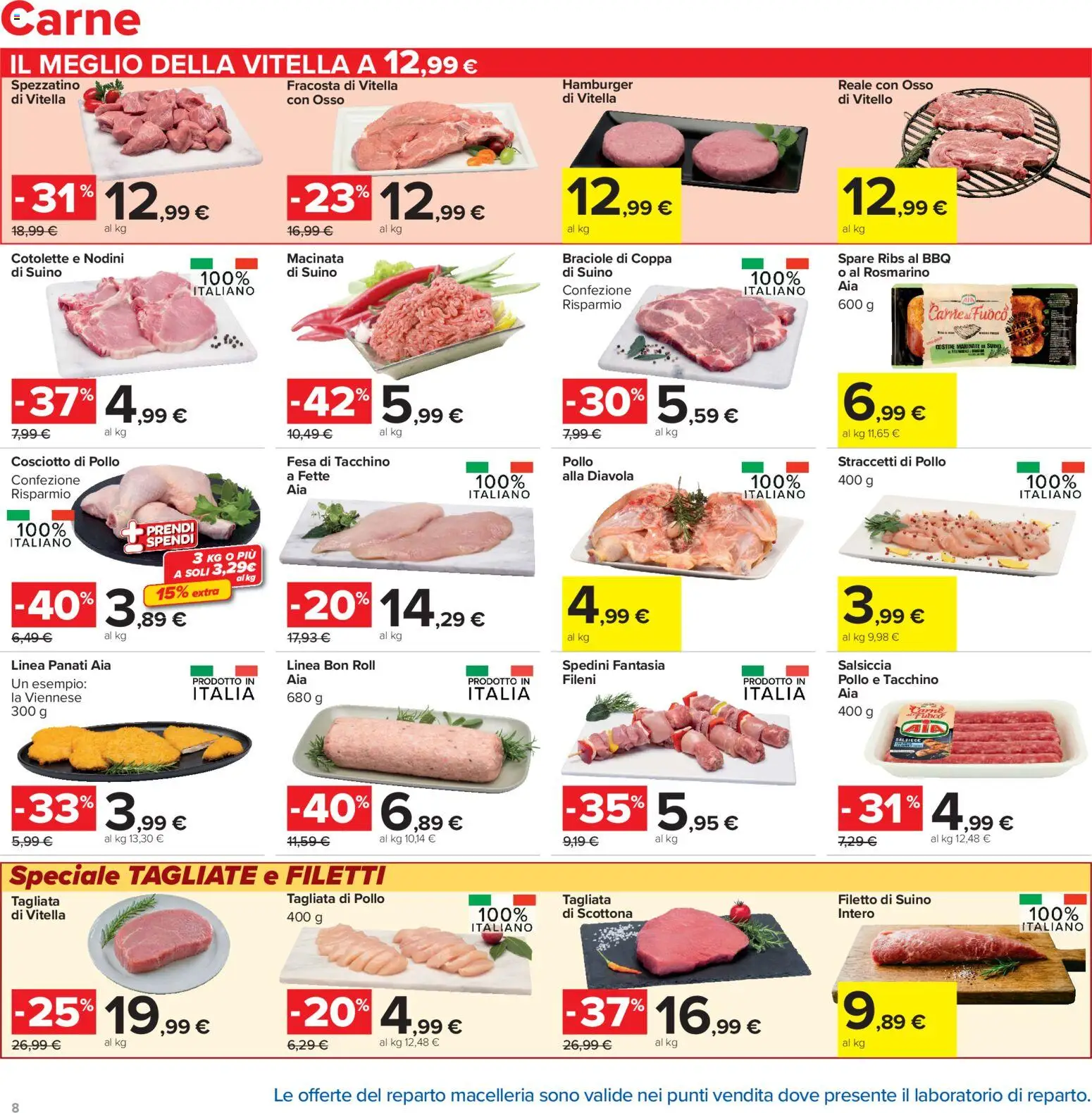Volantino Carrefour del 16.06.2026 | Pagina: 8 | Prodotti: Pollo, Suino, Salsiccia, Vitello