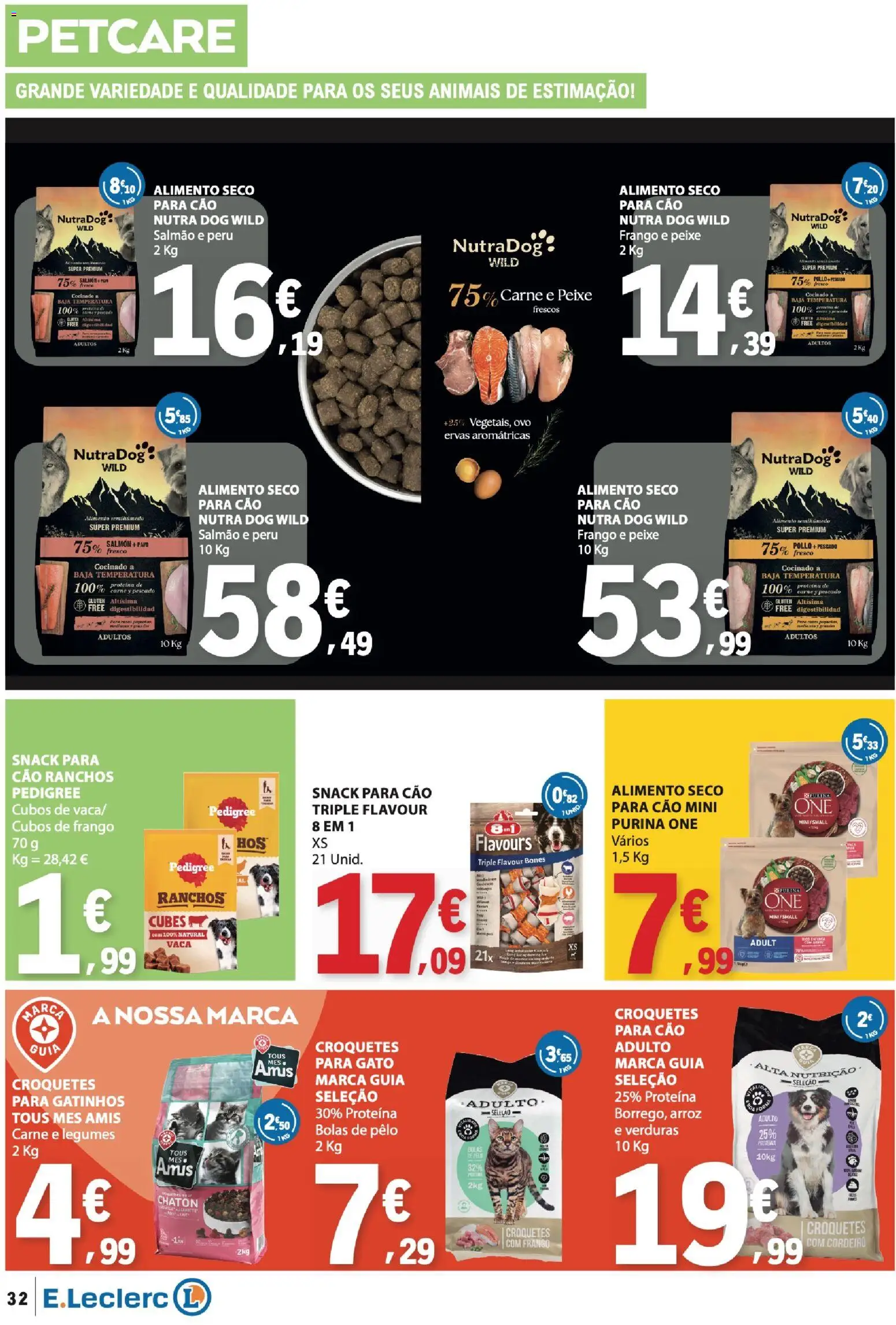 E.Leclerc folheto │ válido de 11.06.2026 | Página: 32 | Produtos: Purina one, Peru, Arroz, Carne
