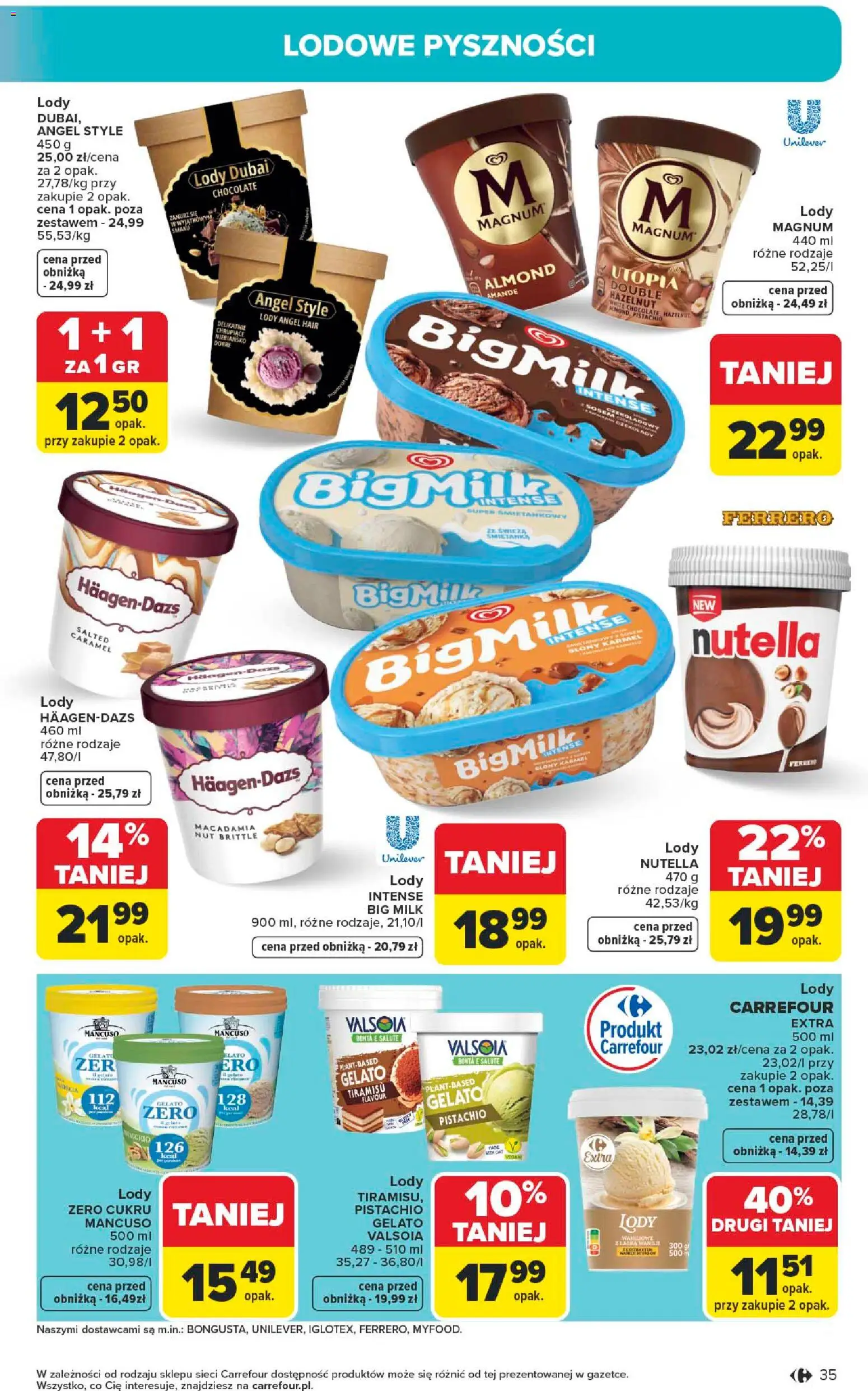 Carrefour gazetka od 04.05.2026 | Strona: 37 | Produkty: Czekolady, Nutella, Big Milk, Lody