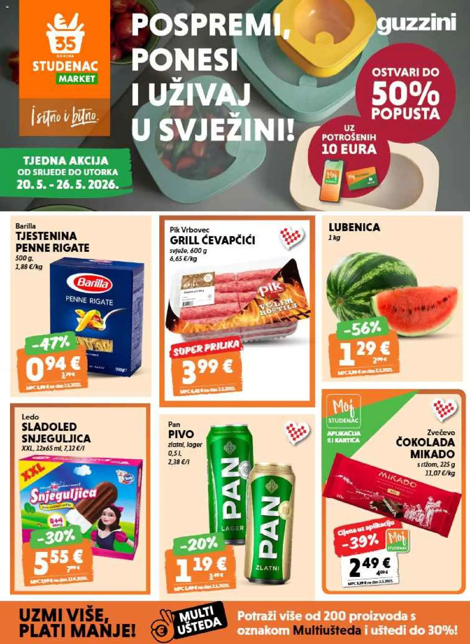 Studenac katalog | vrijedi od 20.05.2026 | Stranica: 1 | Proizvodi: Tjestenina, Ledo, Sladoled, Pik Vrbovec