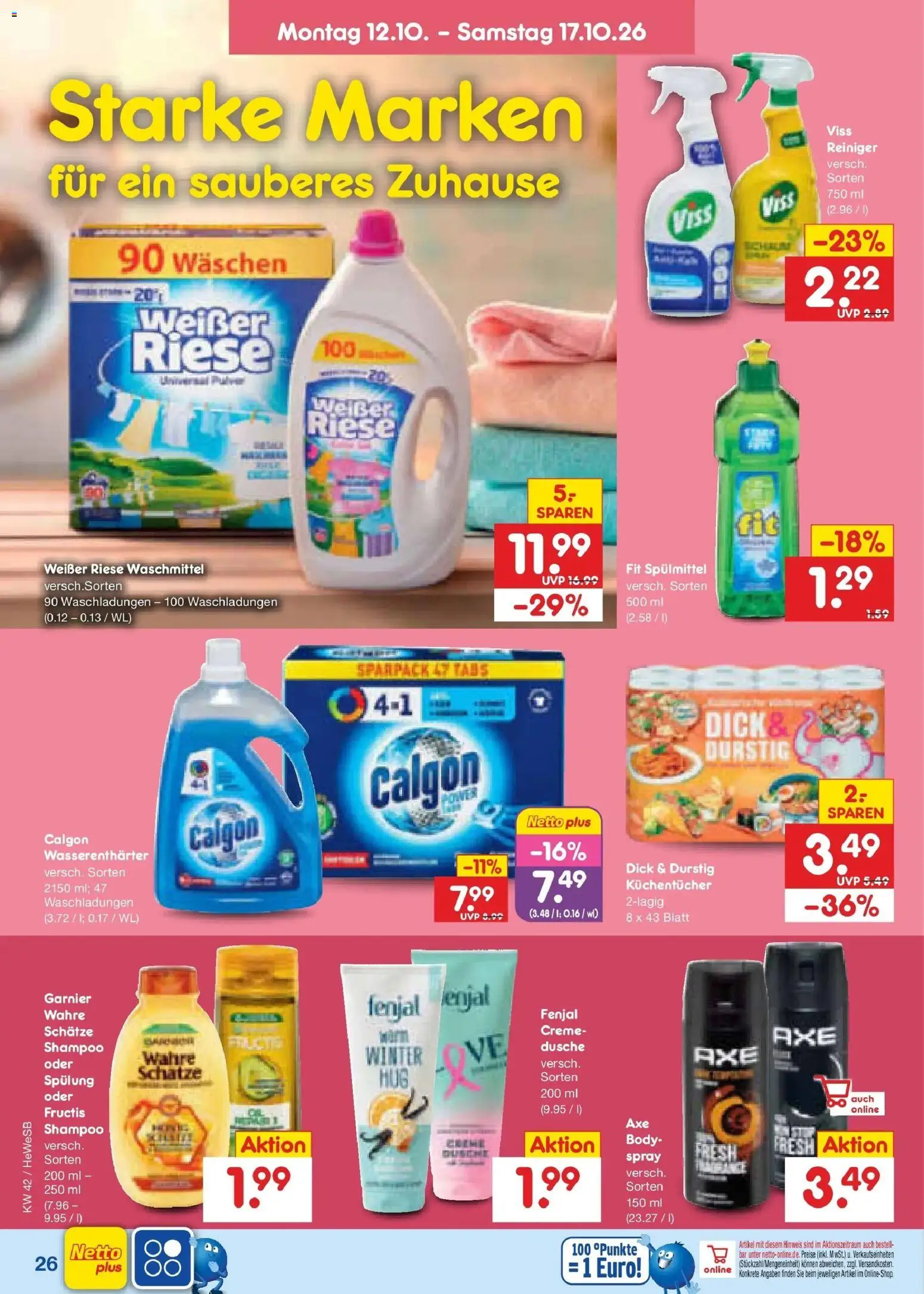 Netto Marken-Discount Prospekt Hamburg (ab 12.10.2026) » Angebote | Seite: 36 | Produkte: Dusche, Shampoo, Creme, Waschmittel