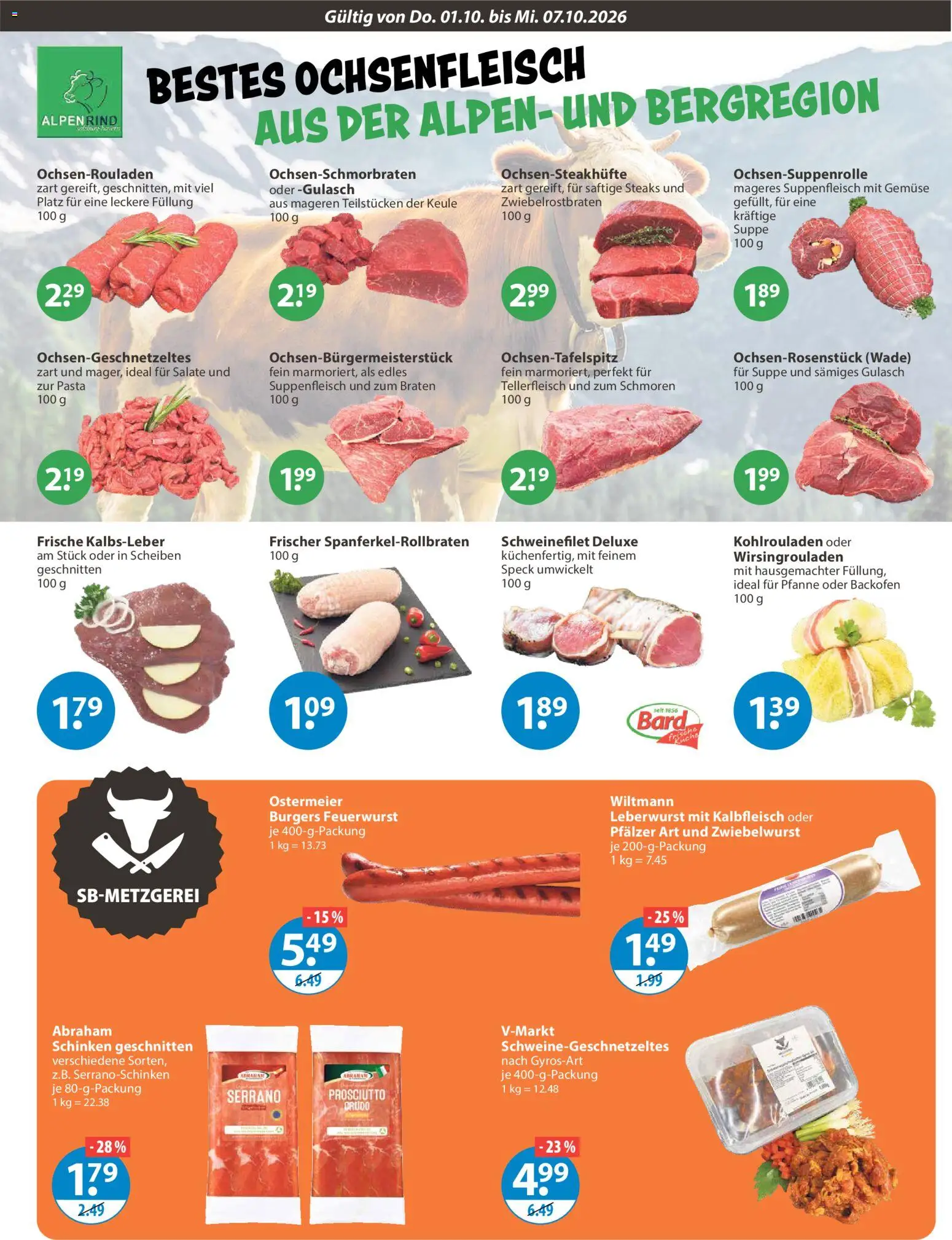 V-Markt Angebote – gültig ab 01.10.2026 | Seite: 3 | Produkte: Kalbsleber, Schweinefilet, Gemüse, Backofen