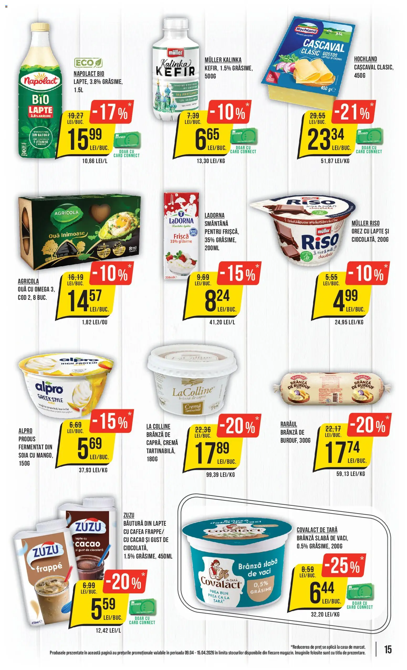Noul catalog Mega Image – valabil de la 09.04.2026 | Pagină: 15 | Produse: Lapte, Cafea, Kefir, Smântână
