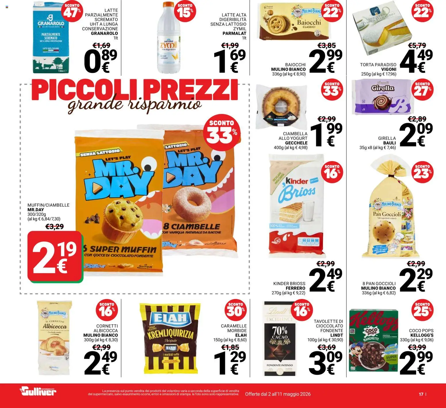 Volantino Gulliver del 02.05.2026 | Pagina: 17 | Prodotti: Ciambelle, Cioccolato, Cornetto, Latte