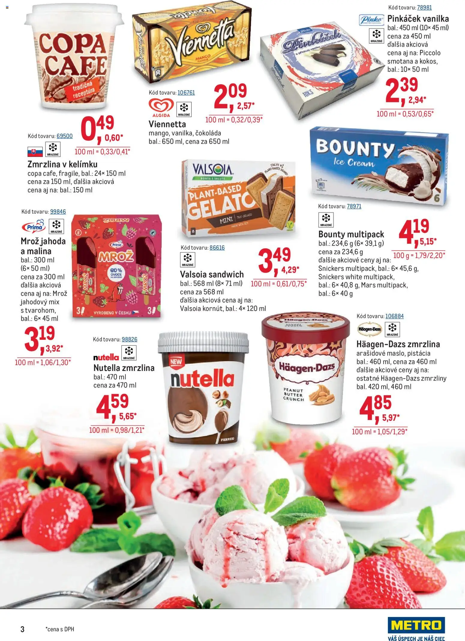 Nové Metro akcie – leták je platný od 15.07.2026 | Strana: 3 | Produkty: Smotana, Zmrzlina, Čokoláda, Nutella