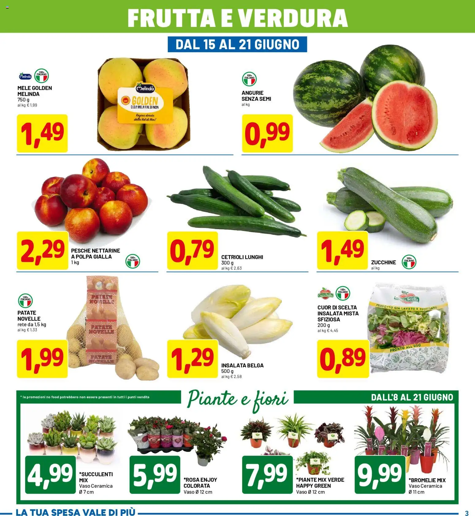 Volantino D Più del 08.06.2026 | Pagina: 3 | Prodotti: Insalata, Frutta, Zucchine, Vaso