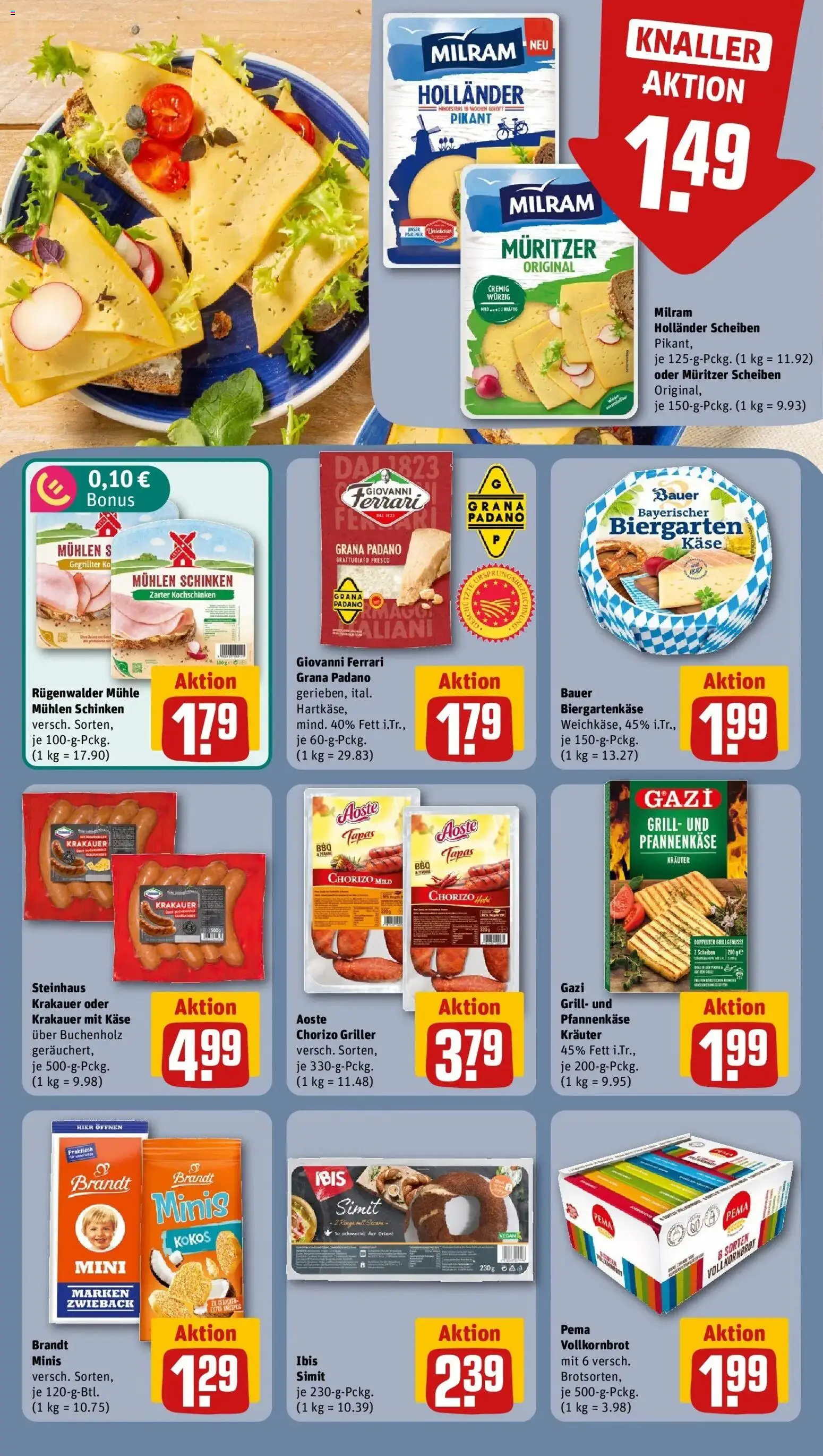 REWE Prospekt ab 10.08.2026 zum Blättern » Angebote | Seite: 14 | Produkte: Grana Padano, Mühle, Vollkornbrot, Rouge