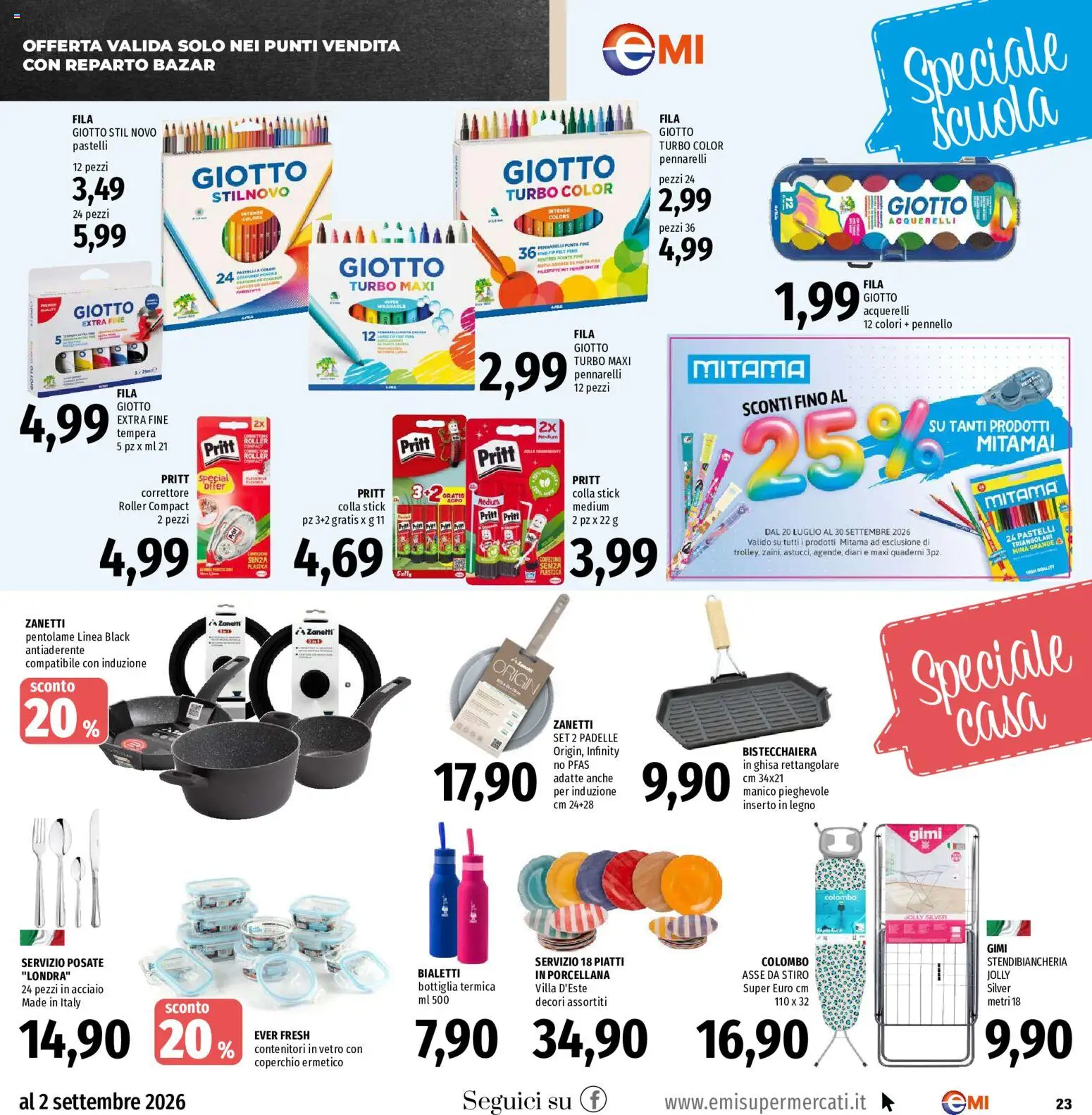 Volantino EMI del 20/08/2026 | Pagina: 23 | Prodotti: Posate, Colla, Pastelli, Correttore
