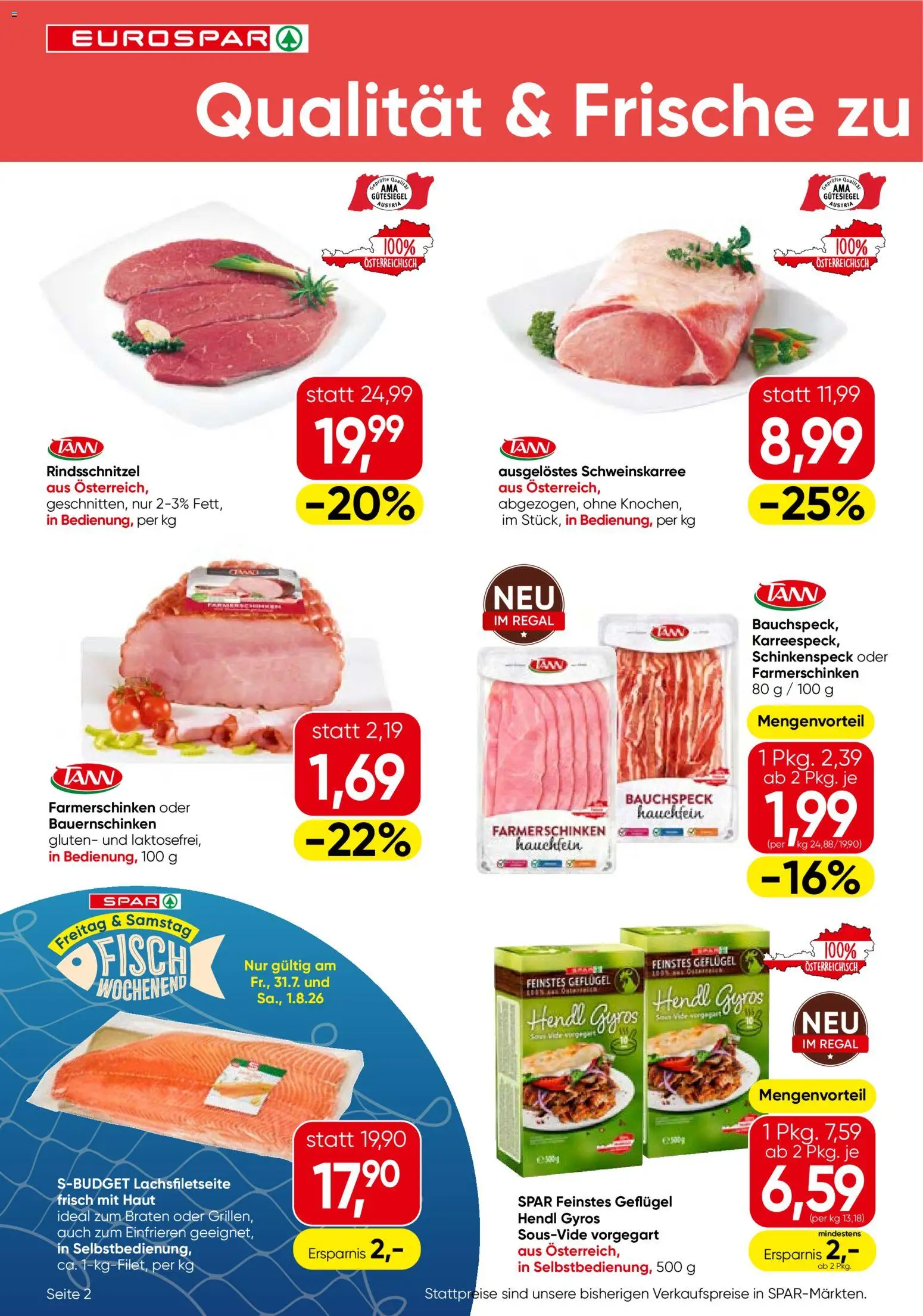 Eurospar Flugblatt gültig ab 30.07.2026 | Seite: 2 | Produkte: Regal, Fisch