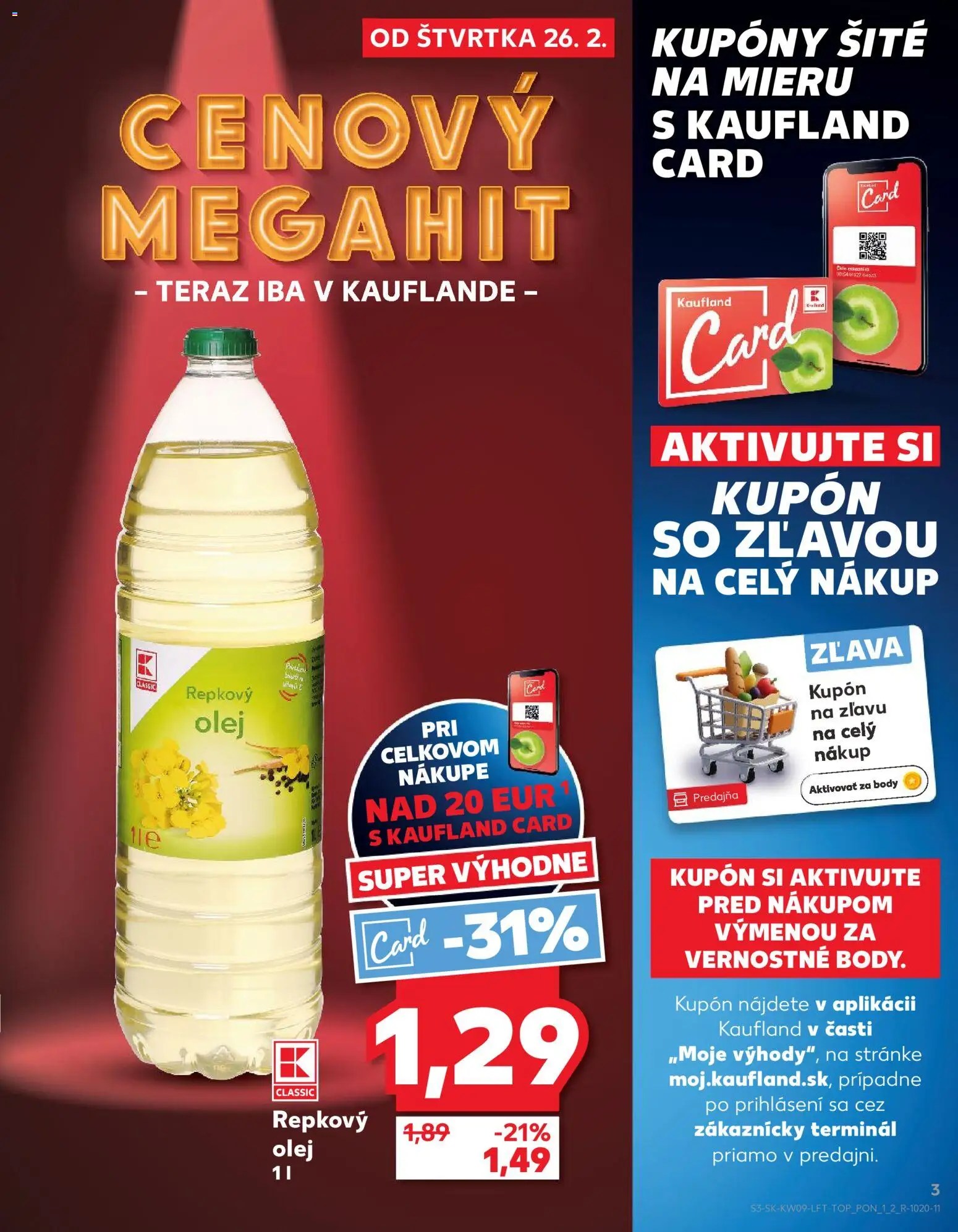 Nové Kaufland akcie – leták je platný od 26.02.2026 | Strana: 3 | Produkty: Olej, Repkový olej
