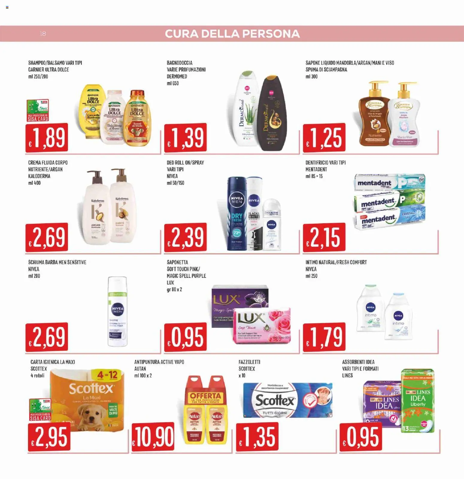 Volantino SISA del 25/06/2026 | Pagina: 18 | Prodotti: Crema, Fazzoletti, Intimo, Saponetta