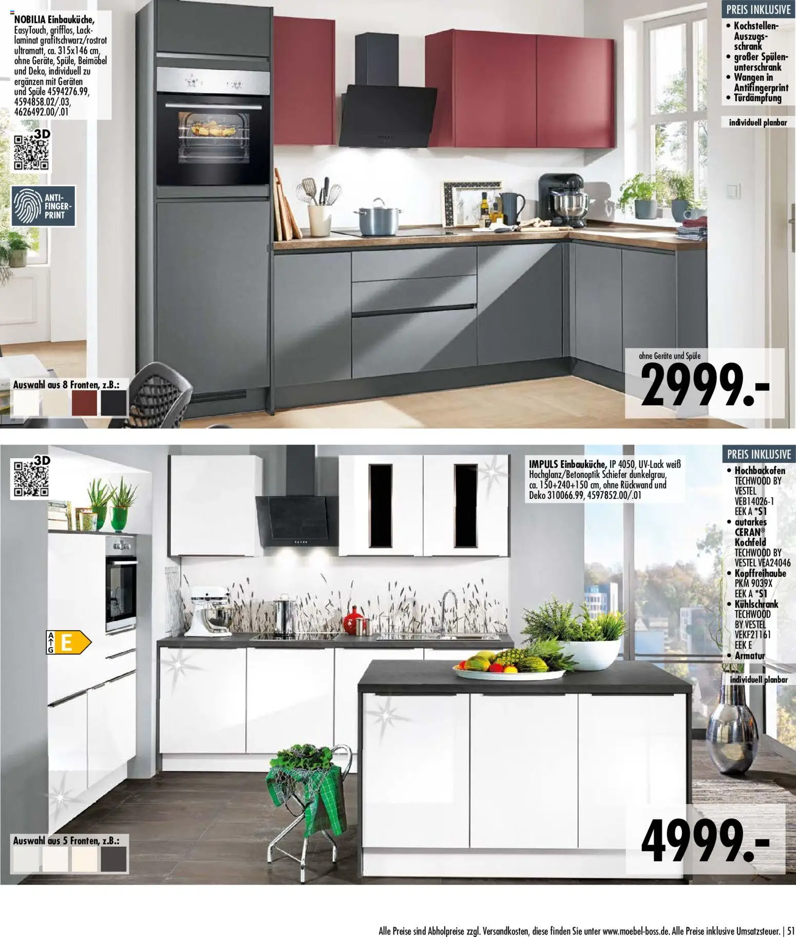 SB Möbel Boss Küchenkatalog 2026 – gültig ab 09.04.2026 | Seite: 51 | Produkte: Kühlschrank, Kochfeld, Armatur, Unterschrank