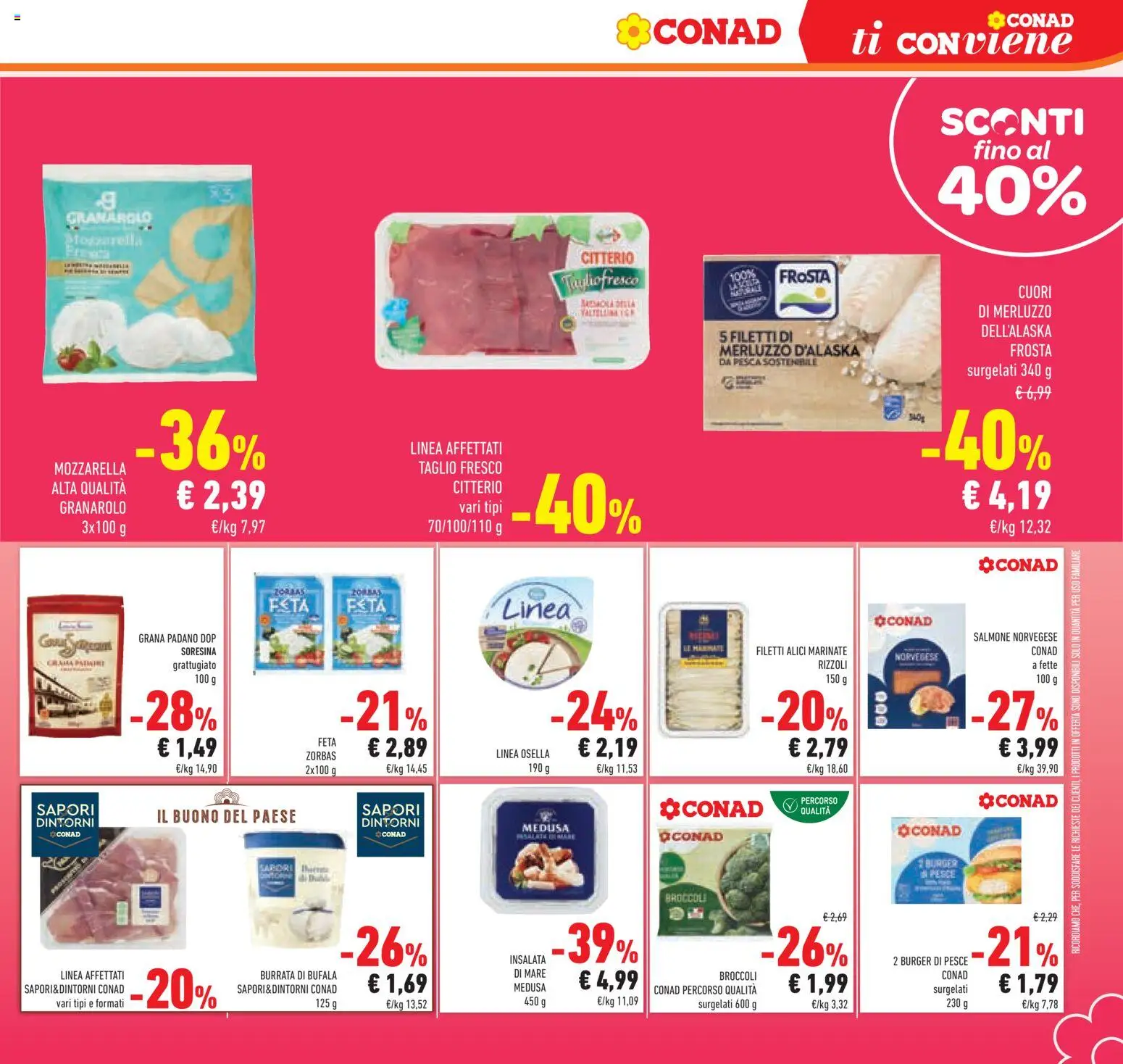Volantino Conad del 26/08/2026 | Pagina: 19 | Prodotti: Merluzzo d’Alaska, Merluzzo, Insalata, Alici