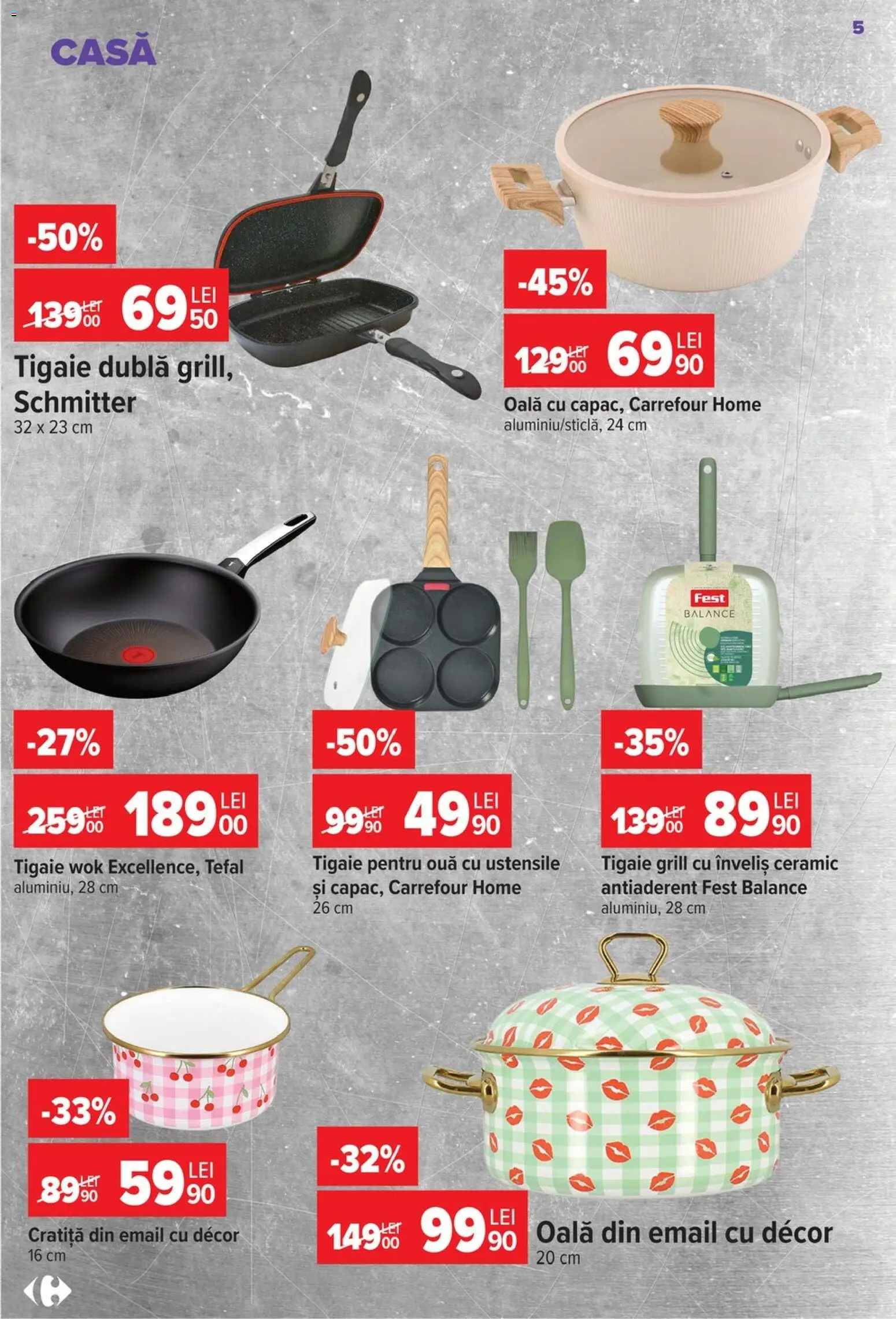 Noul catalog Carrefour – valabil de la 22.07.2026 | Pagină: 5 | Produse: Tigaie, Cratiță, Oală, Ouă