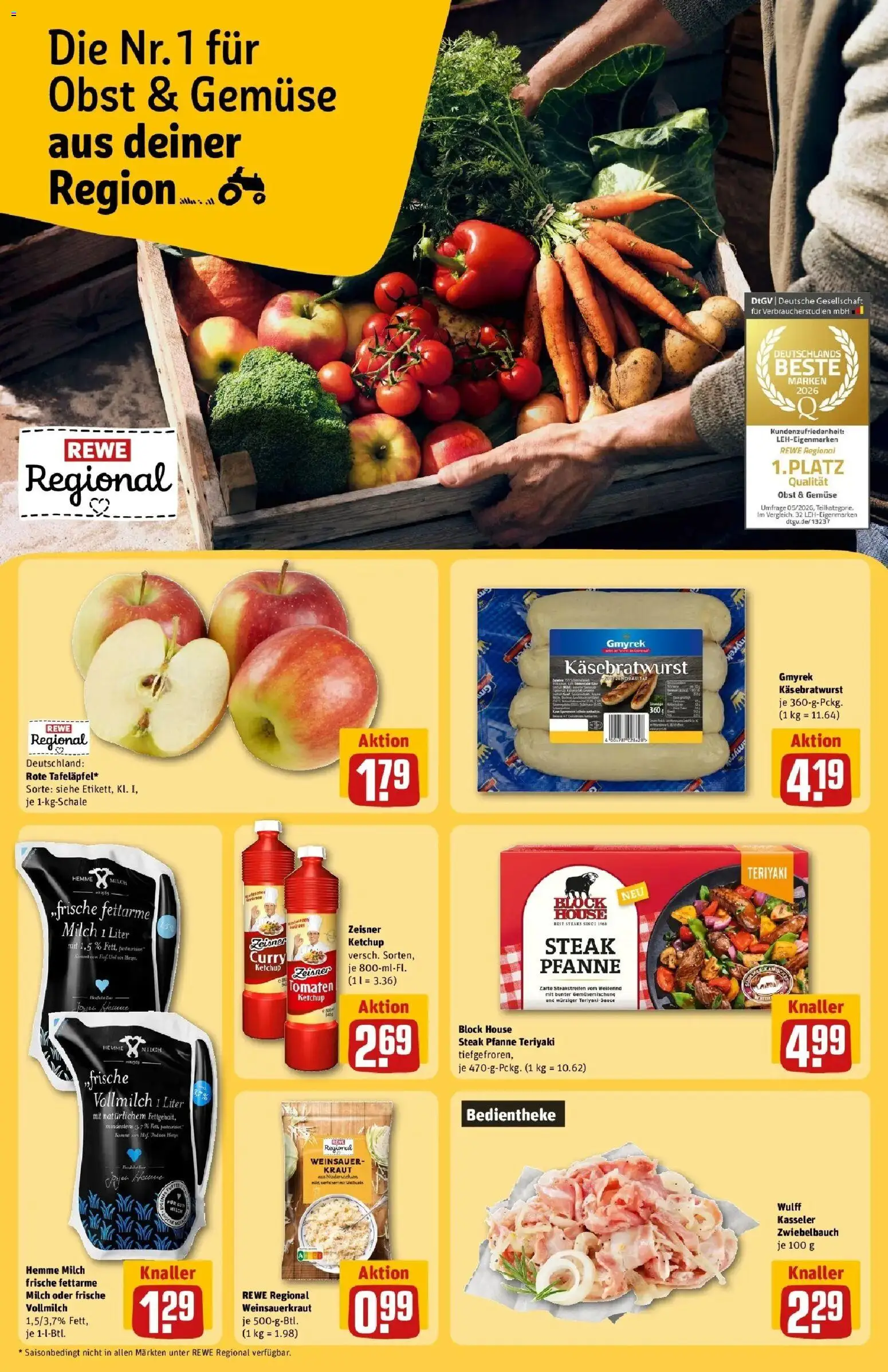 REWE Prospekt ab 07.09.2026 zum Blättern » Angebote | Seite: 22 | Produkte: Tomaten, Gemüse, Steak, Ketchup
