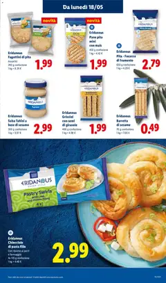 Anteprima del volantino Eridanous Chiocciole di pasta fillo, Con ripieno ai porri e formaggio, 4x 170 g confezione valido a partire dal 14.05.2026 | Pagina: 43