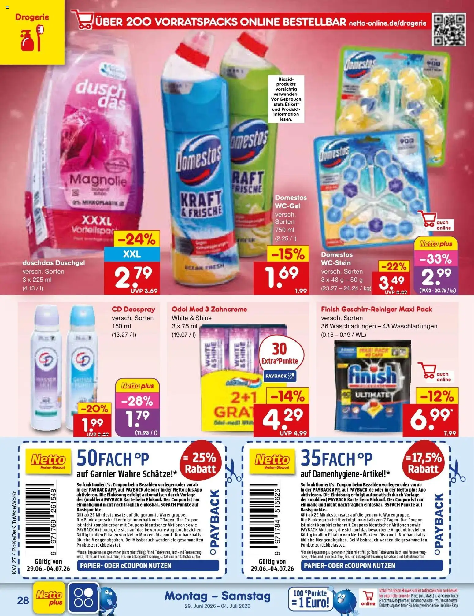Netto Marken-Discount Prospekt Thierhaupten – gültig ab 29.06.2026 | Seite: 42 | Produkte: Finish, Duschgel, Duschdas, Deospray