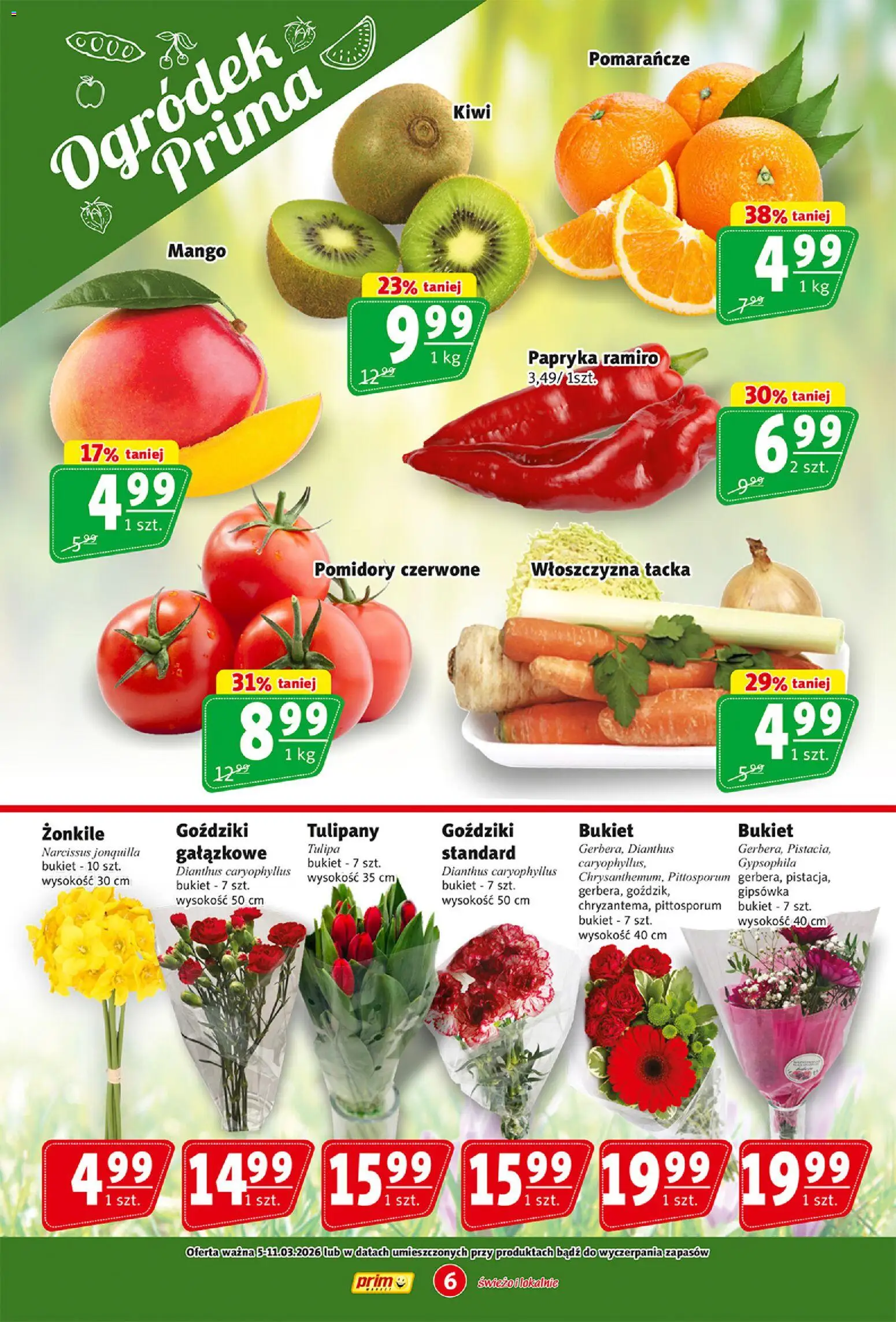 Prim Market gazetka od 05.03.2026 | Strona: 6 | Produkty: Mango, Goździki, Pomarańcze, Tulipany