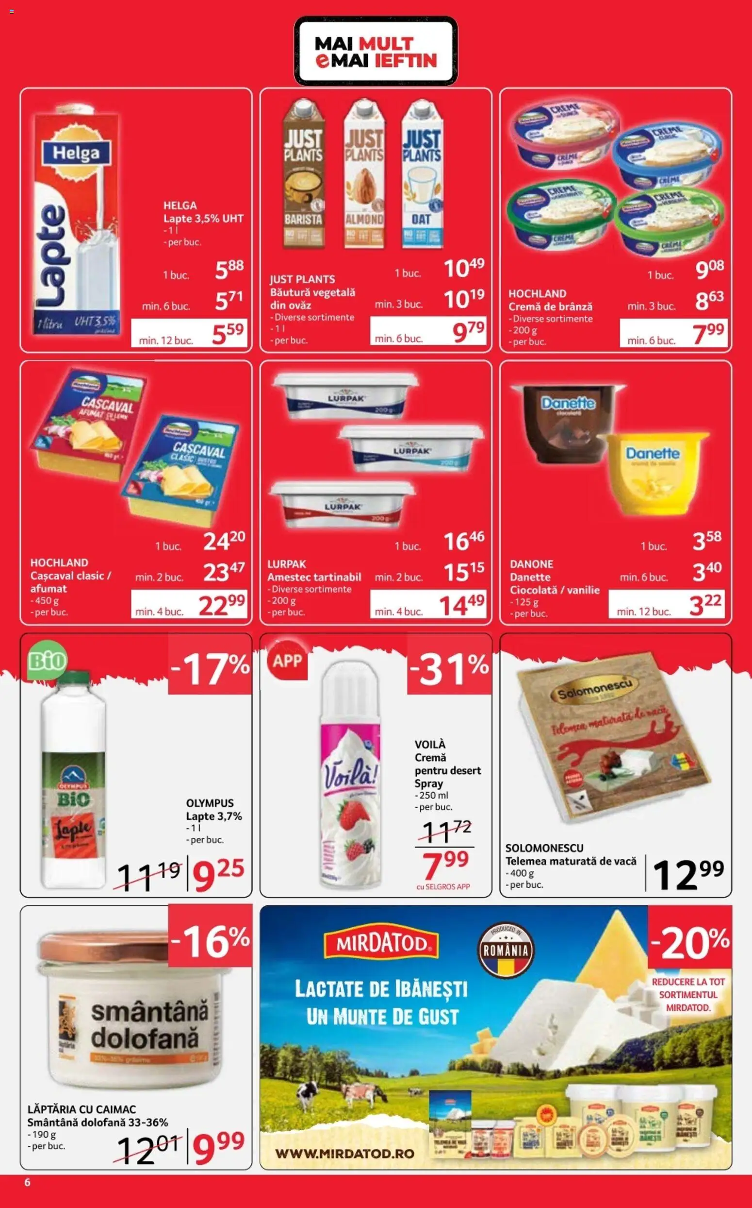 Noul catalog Selgros – valabil de la 12.06.2026 | Pagină: 6 | Produse: Cașcaval, Lapte, Brânză, Cremă