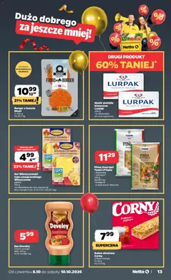 Pogląd oferty "Burger z łososia Mowi, Burger z łososia Mowi 2x100 g" - ważna od 08.10.2026 | Strona: 13 | Produkty: Hamburger, Baton, Masło, Sos