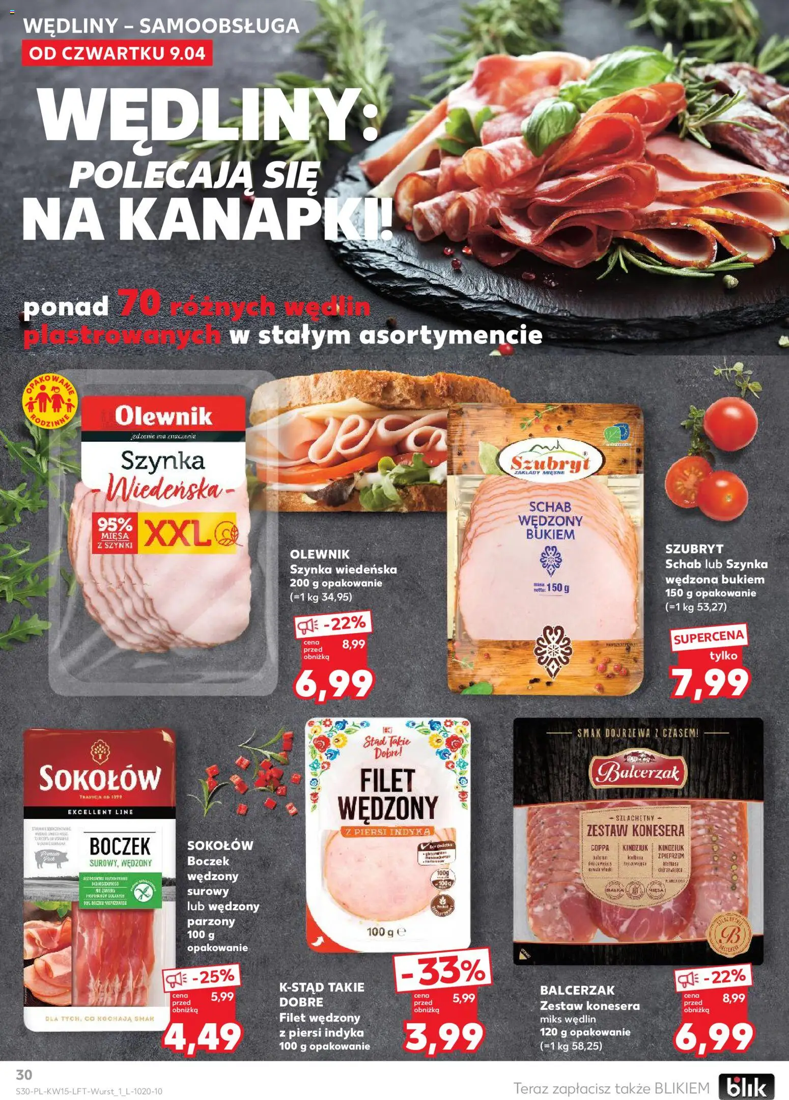 Kaufland gazetka od 09.04.2026 | Strona: 30 | Produkty: Schab, Boczek, Kindziuk, Wędliny
