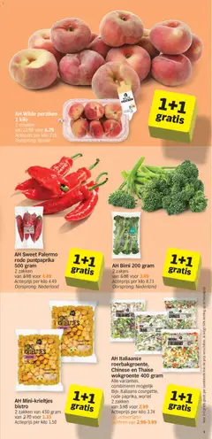 AH Mini-krieltjes bistro, 2 zakken van 450 gram - Voorbeeld van een folder van Albert Heijn, geldig van 22/06/2026 | Pagina: 9 | Producten: Krieltjes, Perziken, Broccoli, Kan
