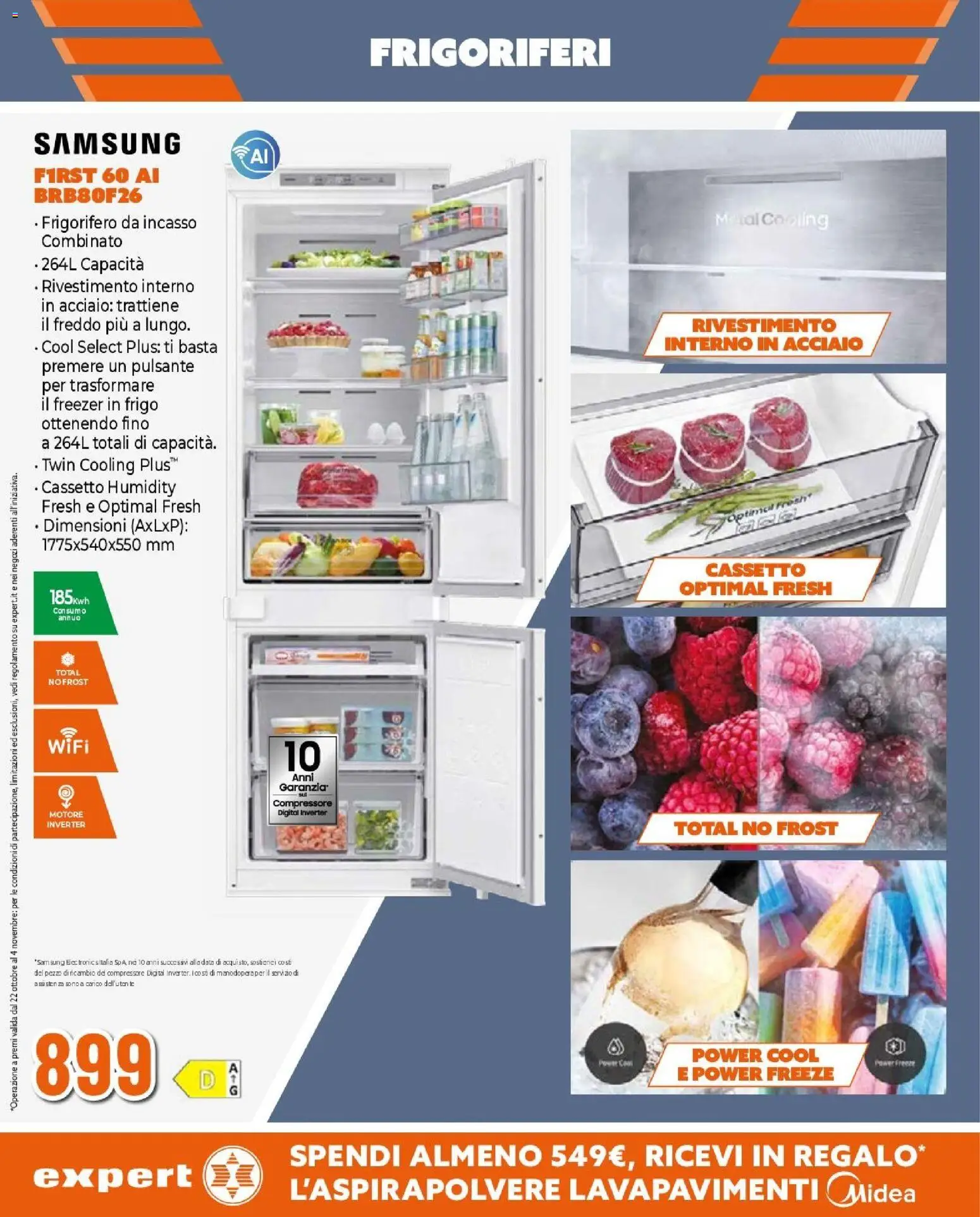 Volantino Expert del 22/10/2026 | Pagina: 13 | Prodotti: Compressore, Data, Frigorifero, Frigorifero da incasso