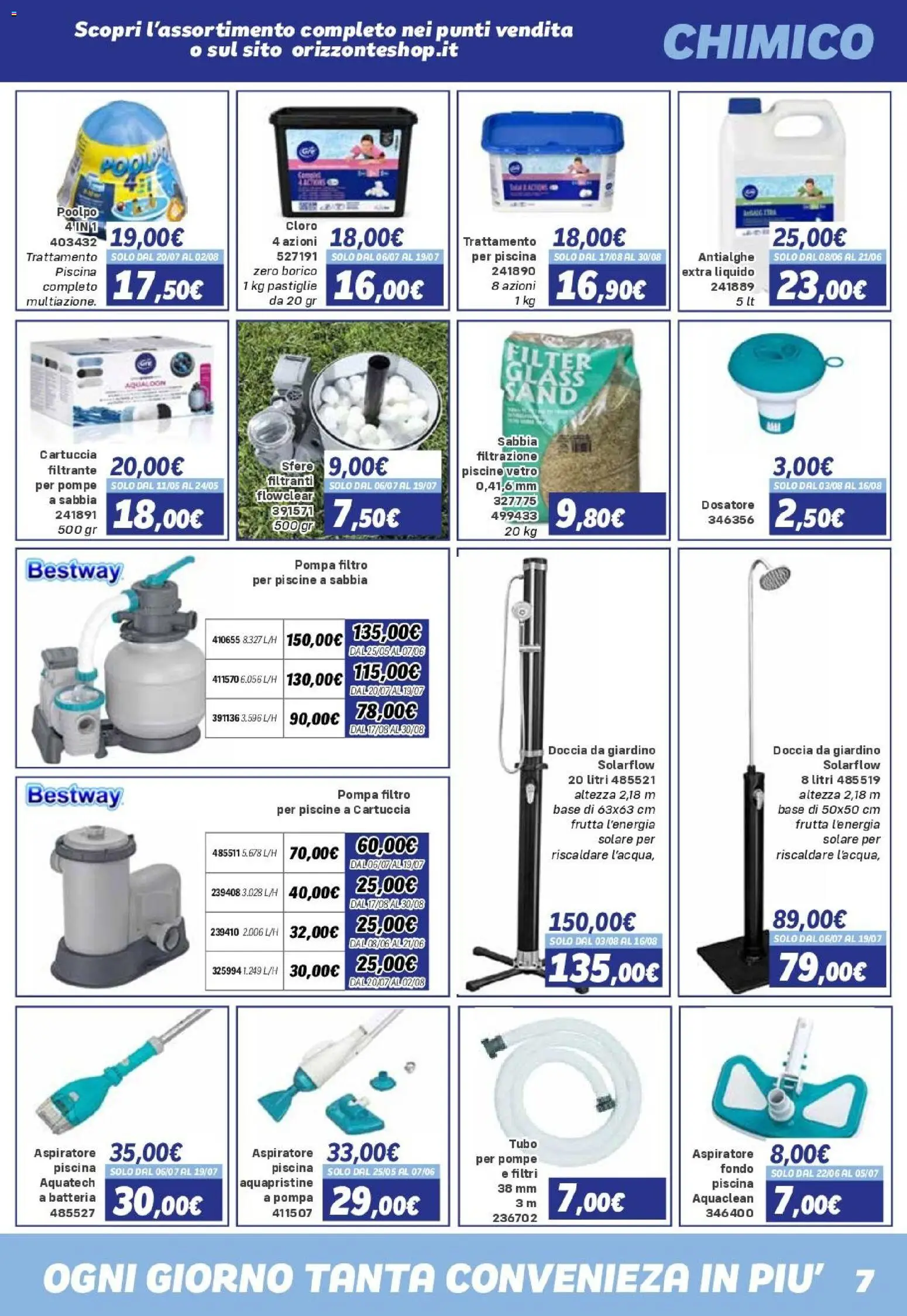 Volantino Orizzonte del 08/05/2026 | Pagina: 7 | Prodotti: Frutta, Tubo, Piscina, Doccia
