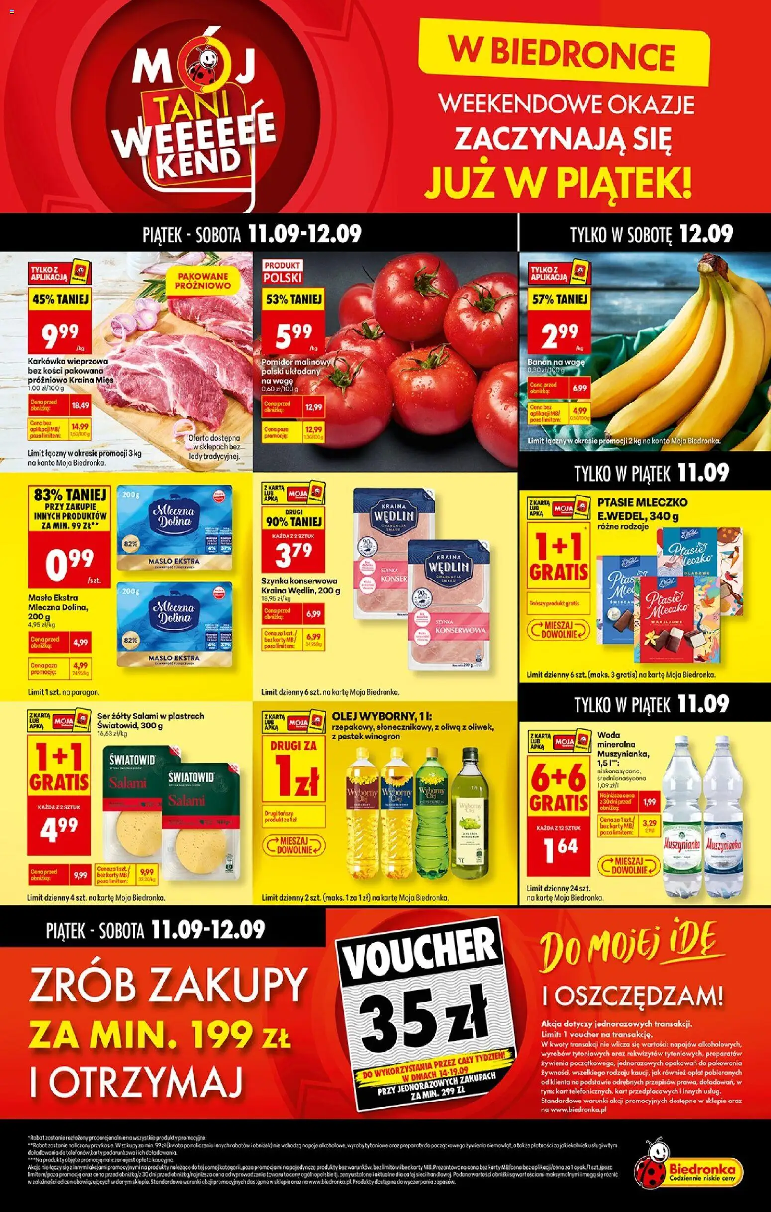 Biedronka gazetka - Tani weekend od 11.09.2026 | Strona: 1 | Produkty: Pomidor malinowy, Karkówka, Masło, Olej