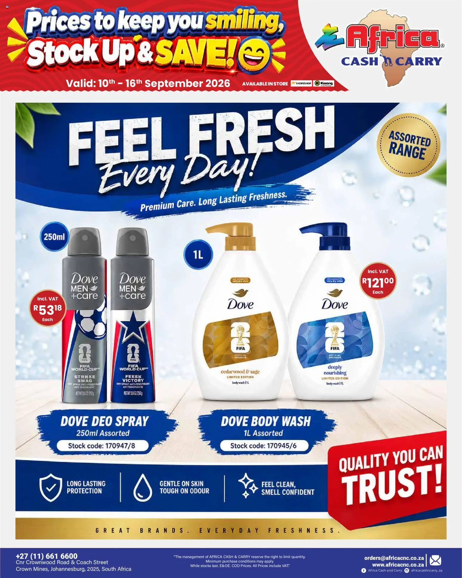 New Africa Cash & Carry catalogue – valid from 10/09/2026 | Page: 6 | Products: Stock, Body wash