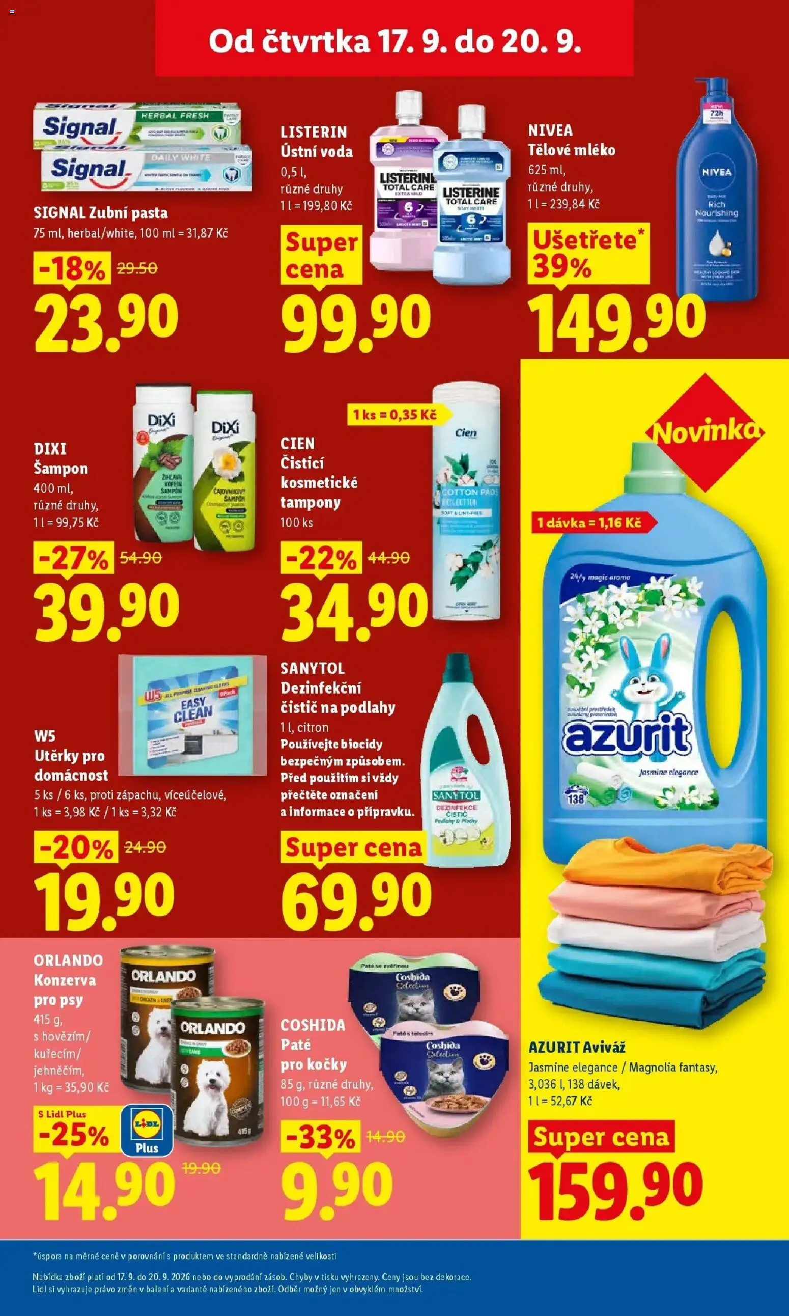 Lidl leták od 17.09.2026 - Nový akční leták | Strana: 24 | Produkty: Zubní pasta, Aviváž, Utěrky, Tampony