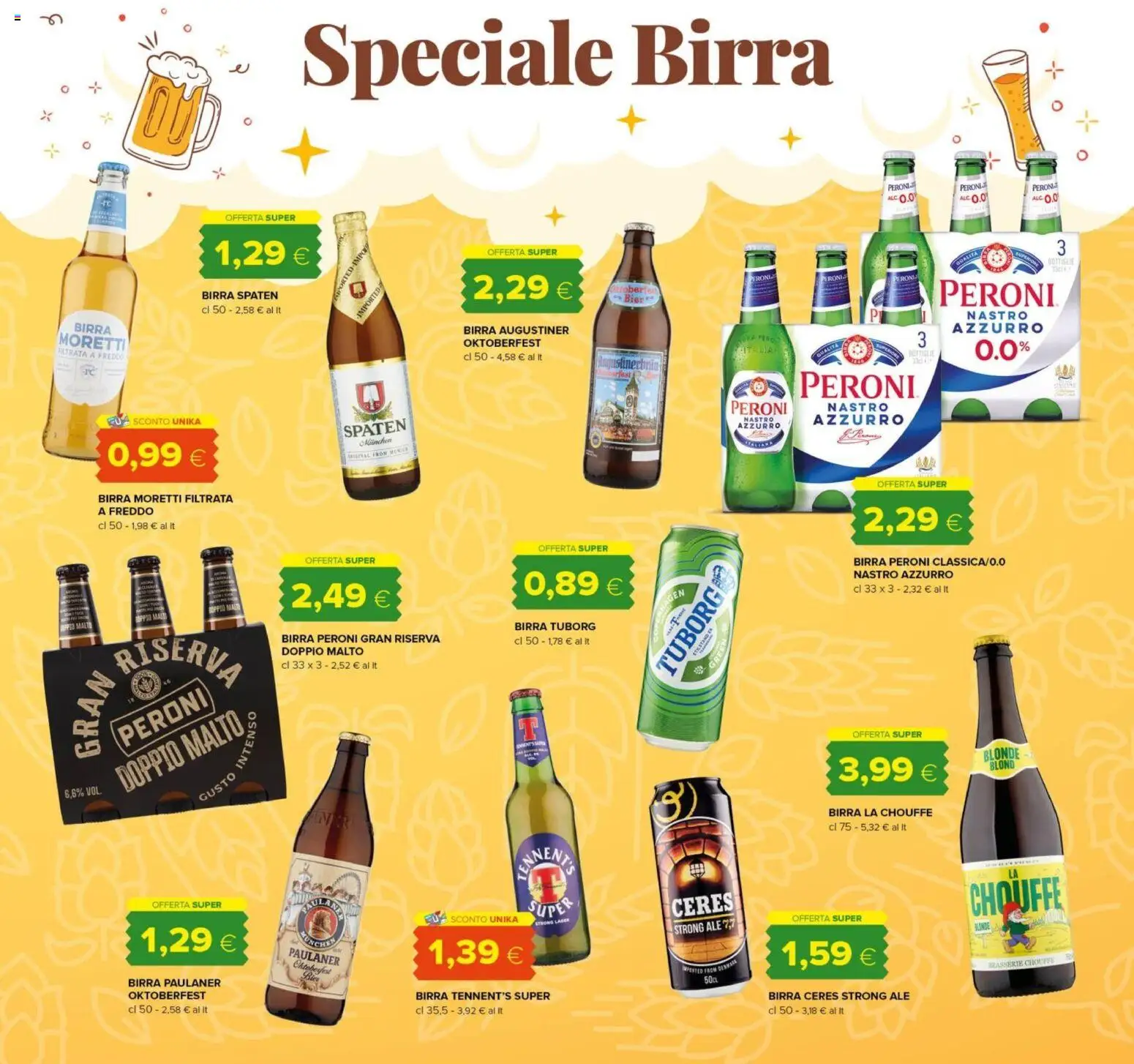Volantino Tigre del 25/09/2026 | Pagina: 13 | Prodotti: Birra Tuborg, Tennent's, Birra, Ceres