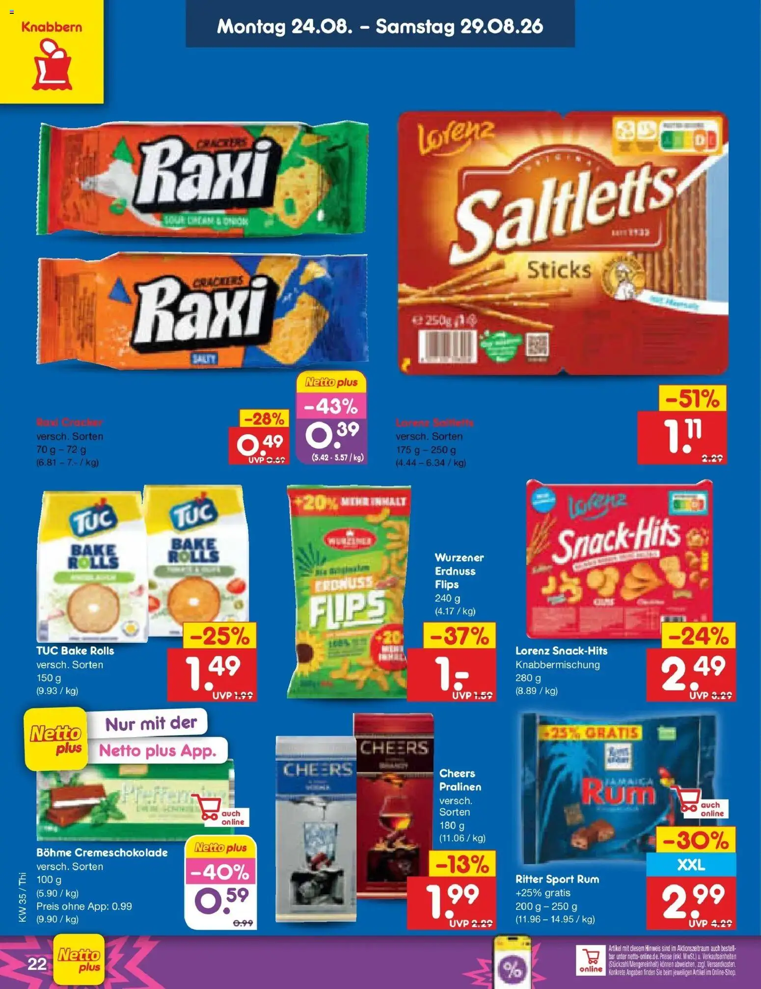 Netto Marken-Discount Prospekt Thiendorf – gültig ab 24.08.2026 | Seite: 34 | Produkte: Rum, Ritter sport