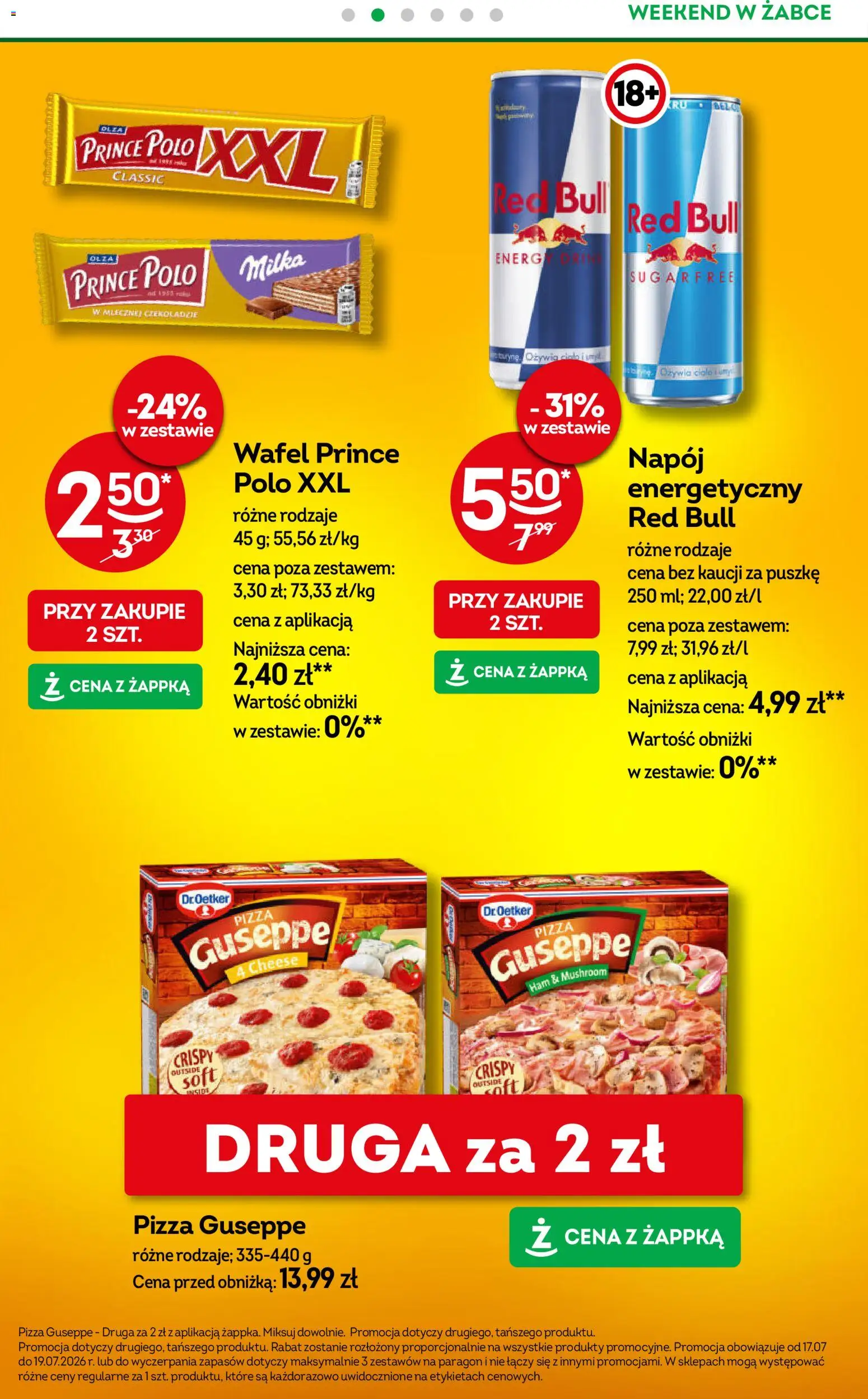 Żabka gazetka - Weekendowe promocje od 17.07.2026 | Strona: 3 | Produkty: Prince polo xxl, Red bull, Milka, Pizza