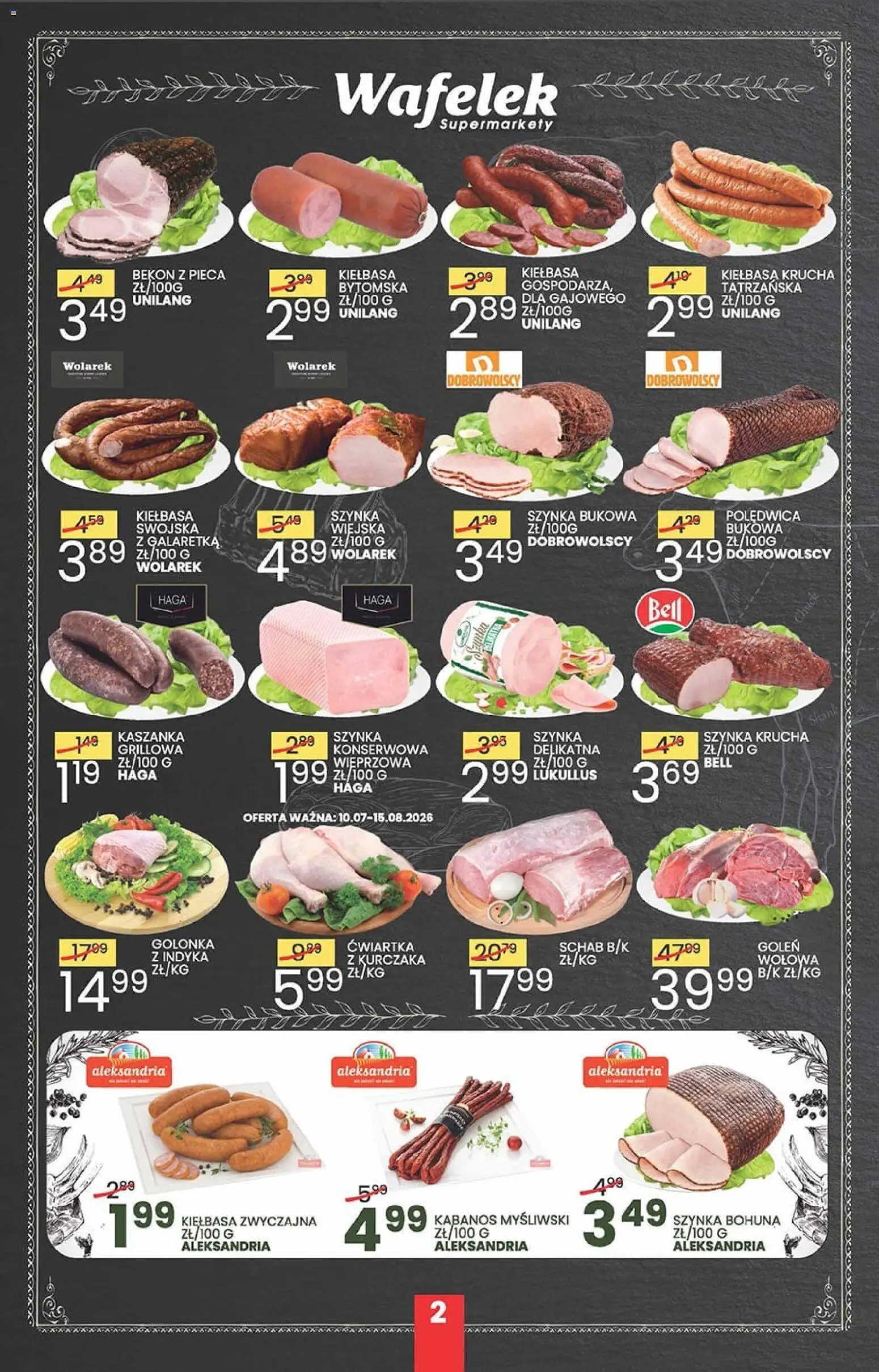 Wafelek gazetka od 10.08.2026 | Strona: 2 | Produkty: Golonka, Schab, Kabanos, Wafelek